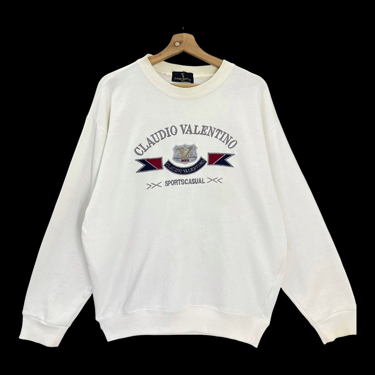 Designer × Valentino × Vintage 90’s Claudio Valentino Big Logo Crewneck Sweatshirt Size M Size US M / EU 48-50 / 2 - 1 Thumbnail