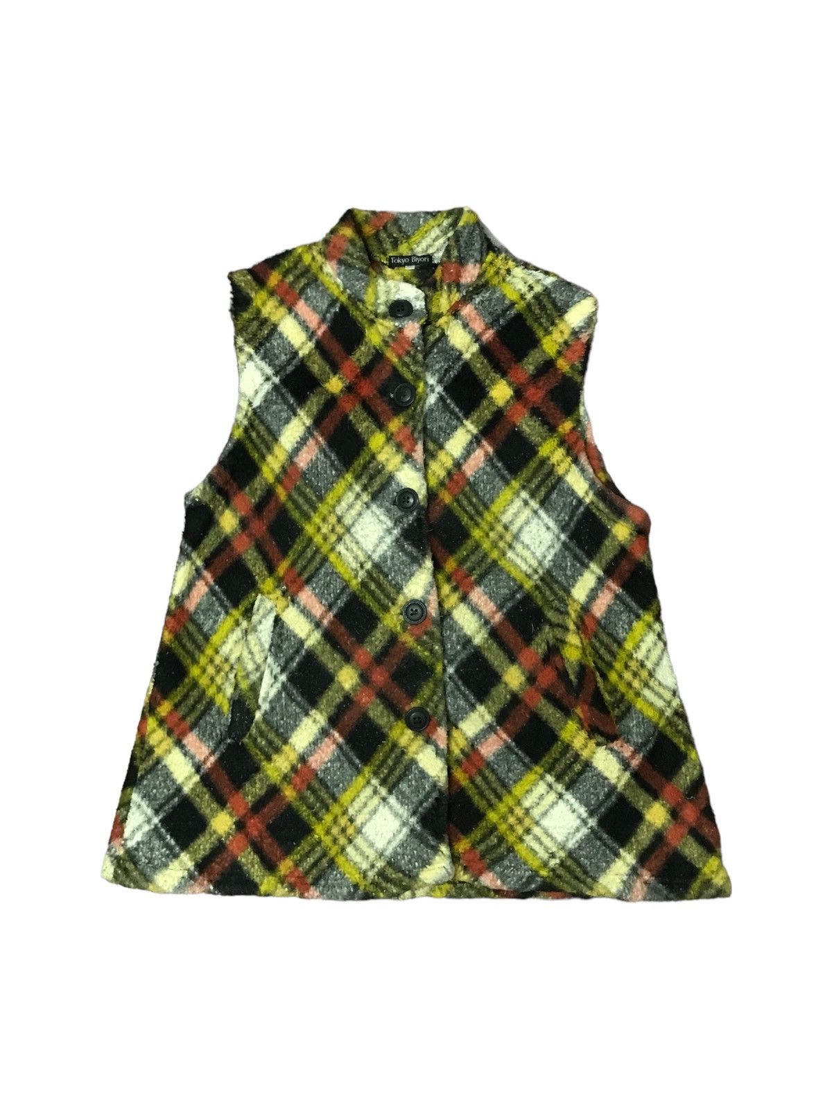 VINTAGE JAPAN TOKYO TOP DESIGNER FLANNEL FLEECE SLEEVELESS