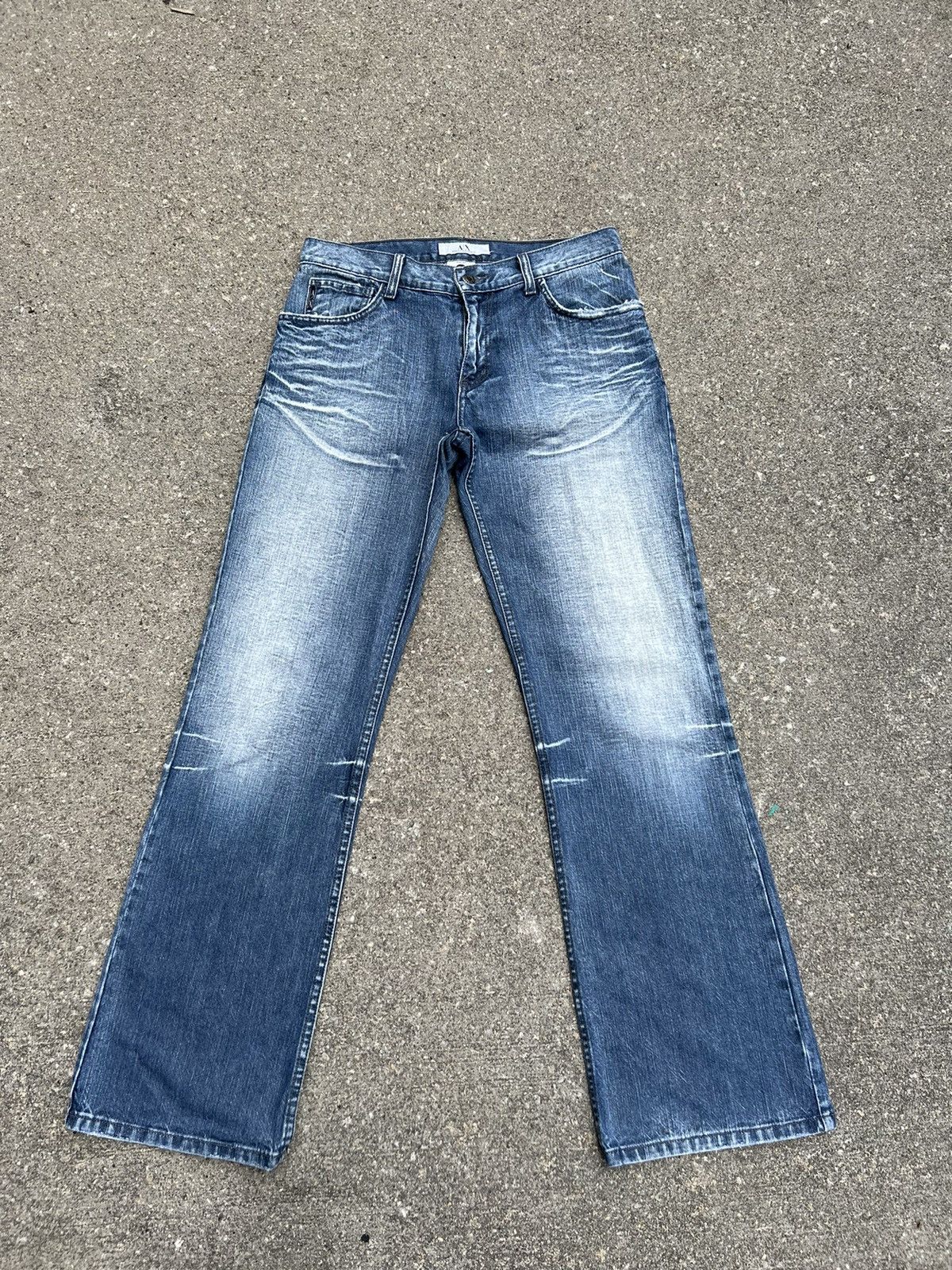 Armani Exchange Vintage 90s Armani Exchange Fade Blue Denim Bootcut Jeans Size US 29 - 1 Thumbnail