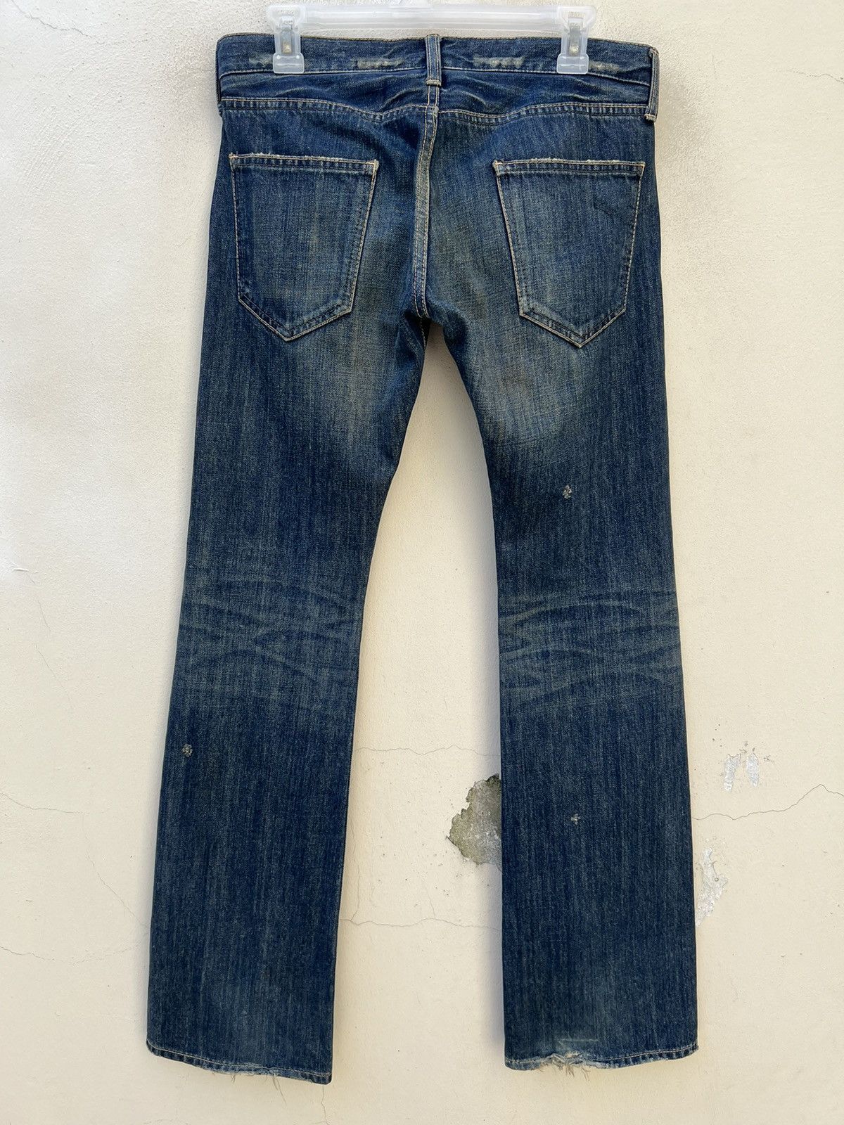 Vintage Vintage Vanquish Gold Japan Rips Mud Denim Dirty Flare Jeans Size US 29 - 14 Thumbnail