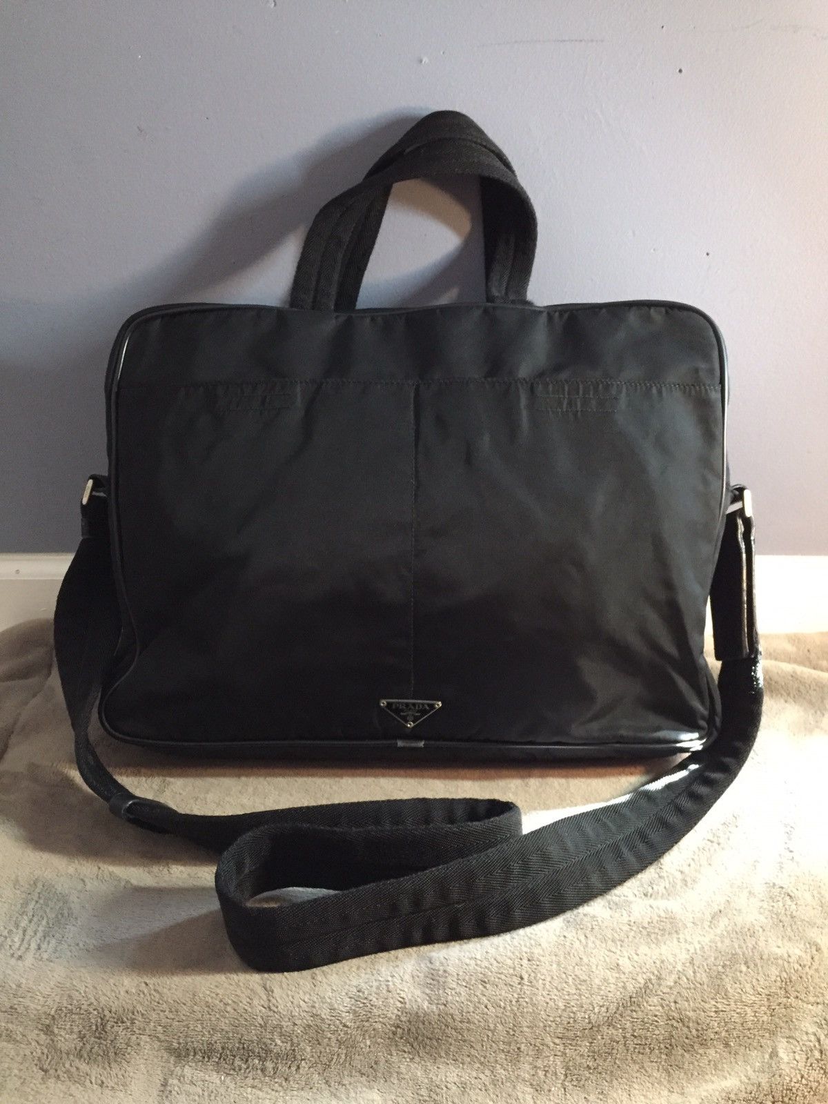 Prada Black Messenger Bag W Removable Strap