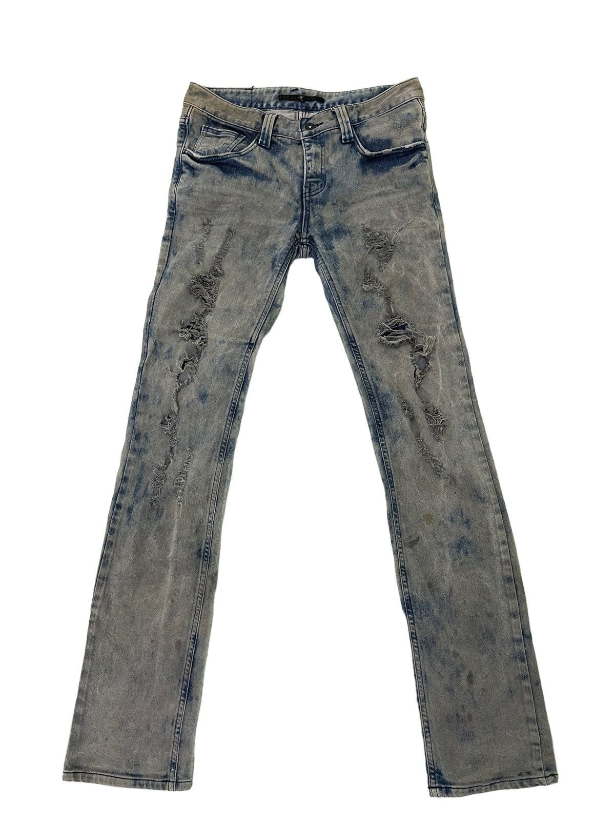 Japanese Brand Skinny Distress Vtg Process No ID Japan Stretch Denim 42🟦 Size US 31 - 2 Thumbnail