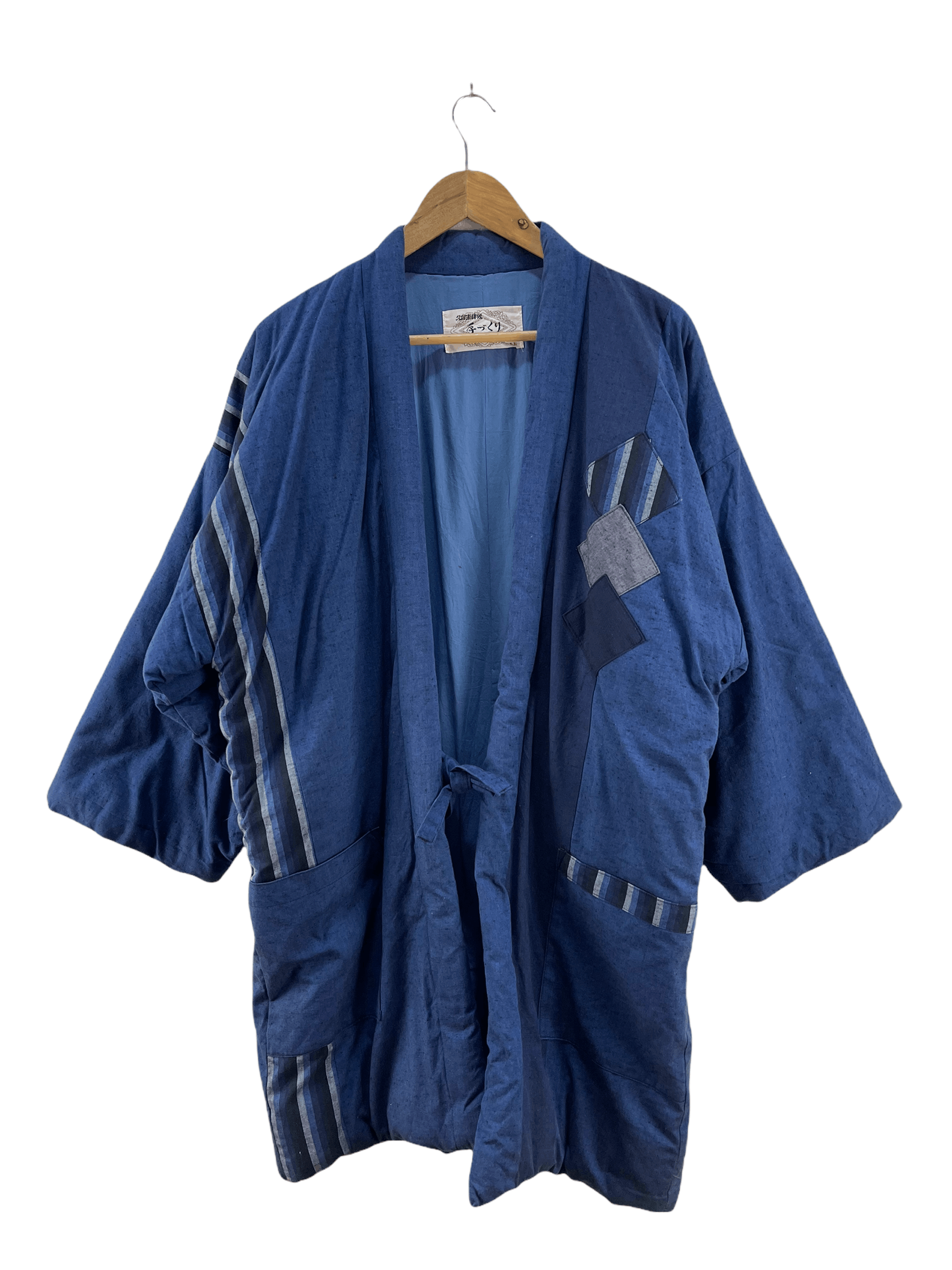 image of Kimono Japan Dragon Vintage Kuwano Patchwork Kimono Jacket in Blue, Men's (Size Large)