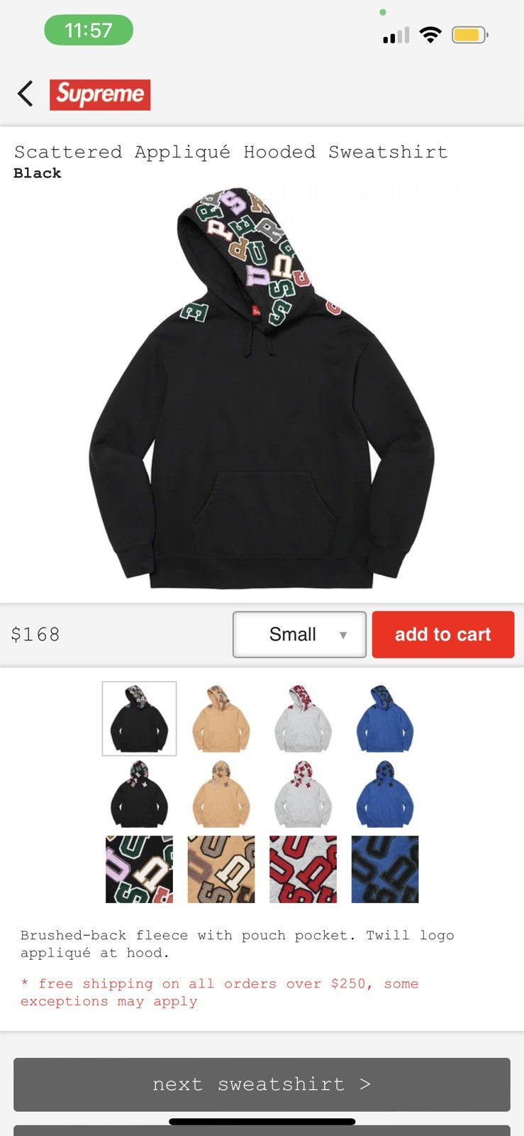 Supreme Supreme Scattered Appliqué Hooded Sweatshirt Black. F/W 22