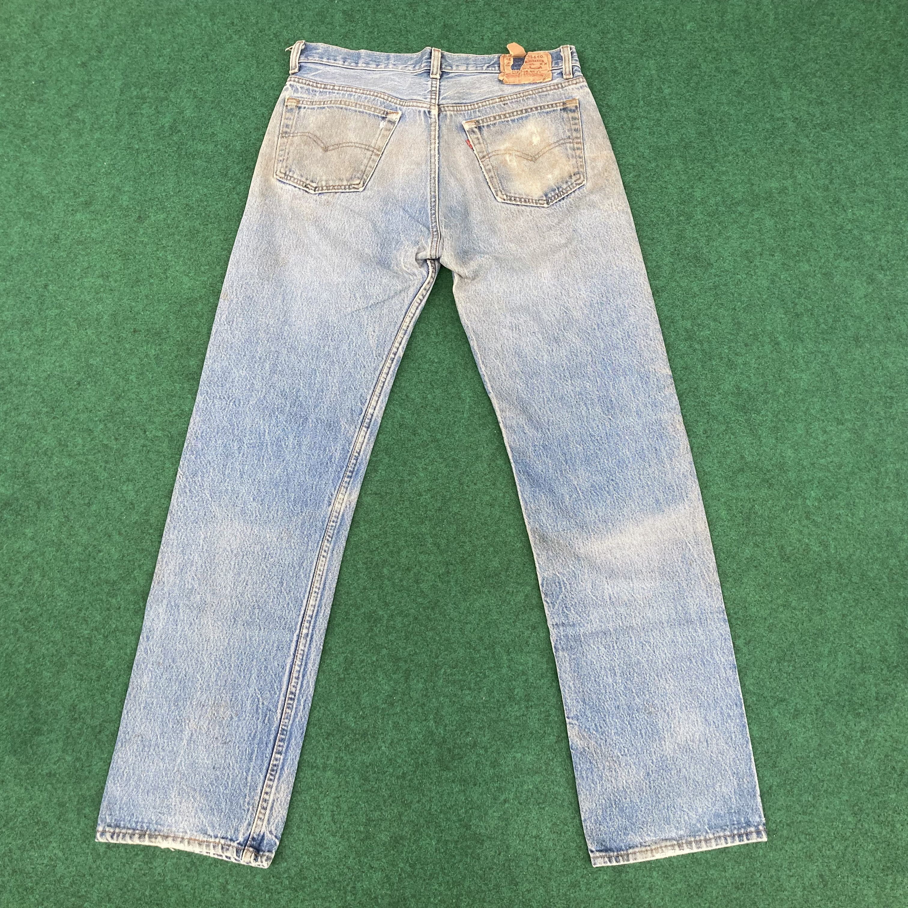 Levi's × Vintage Vtg Levis 501 Distressed Ripped Light Wash Punk Grunge Jeans Size US 33 - 12 Thumbnail