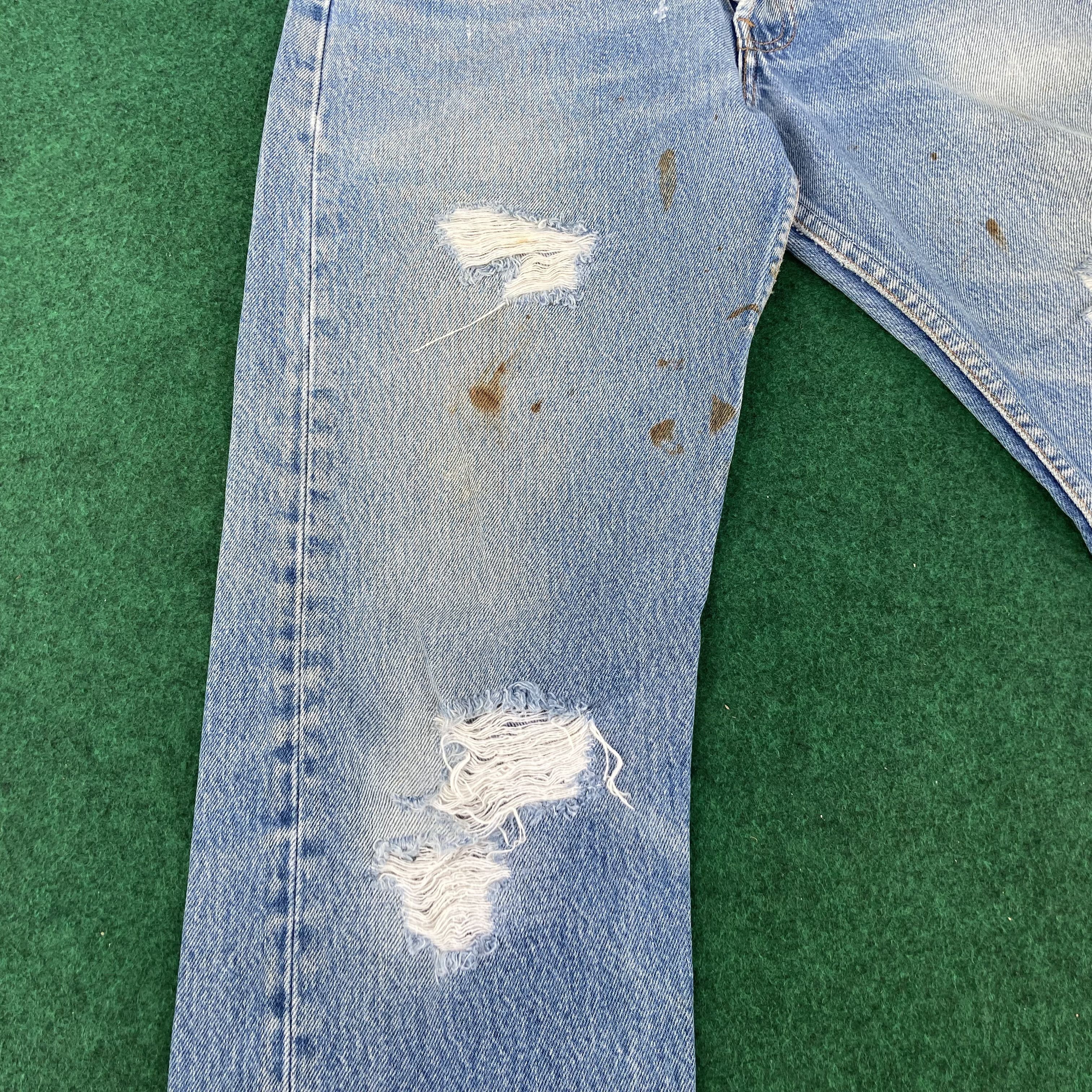 Levi's × Vintage Vtg Levis 501xx Distressed Ripped Light Wash Grunge Jeans Size US 28 / EU 44 - 9 Thumbnail