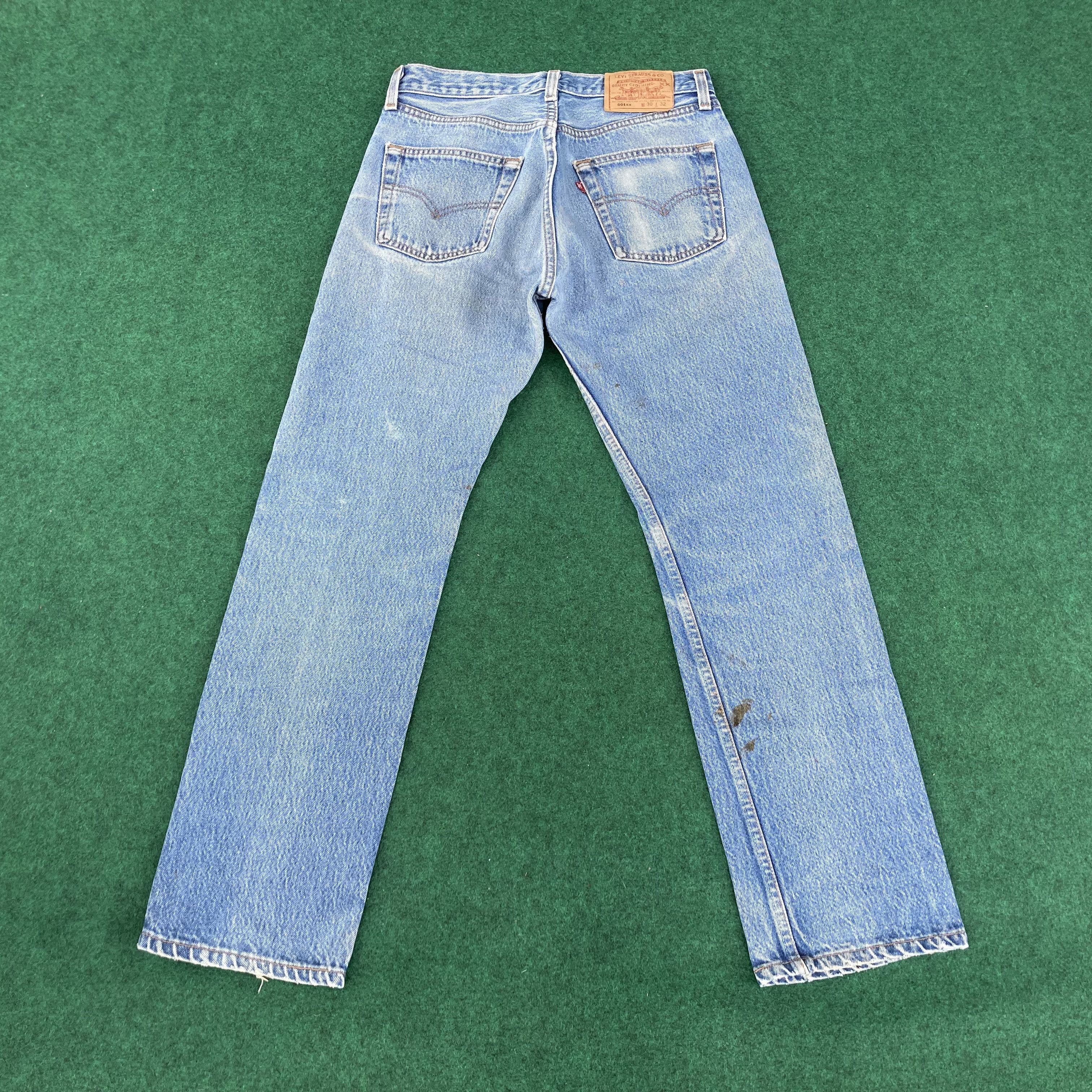 Levi's × Vintage Vtg Levis 501xx Distressed Ripped Light Wash Grunge Jeans Size US 28 / EU 44 - 16 Thumbnail