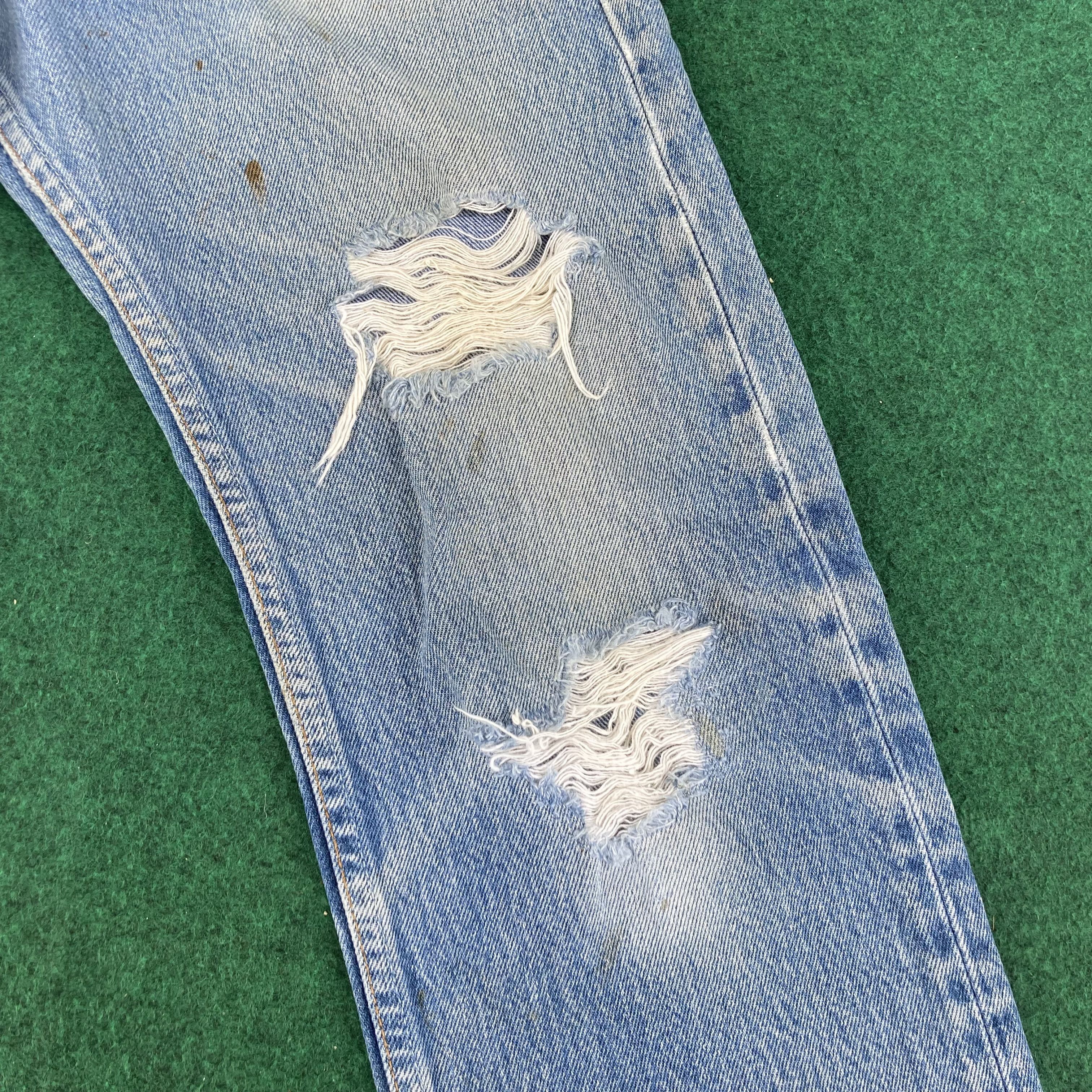 Levi's × Vintage Vtg Levis 501xx Distressed Ripped Light Wash Grunge Jeans Size US 28 / EU 44 - 10 Thumbnail
