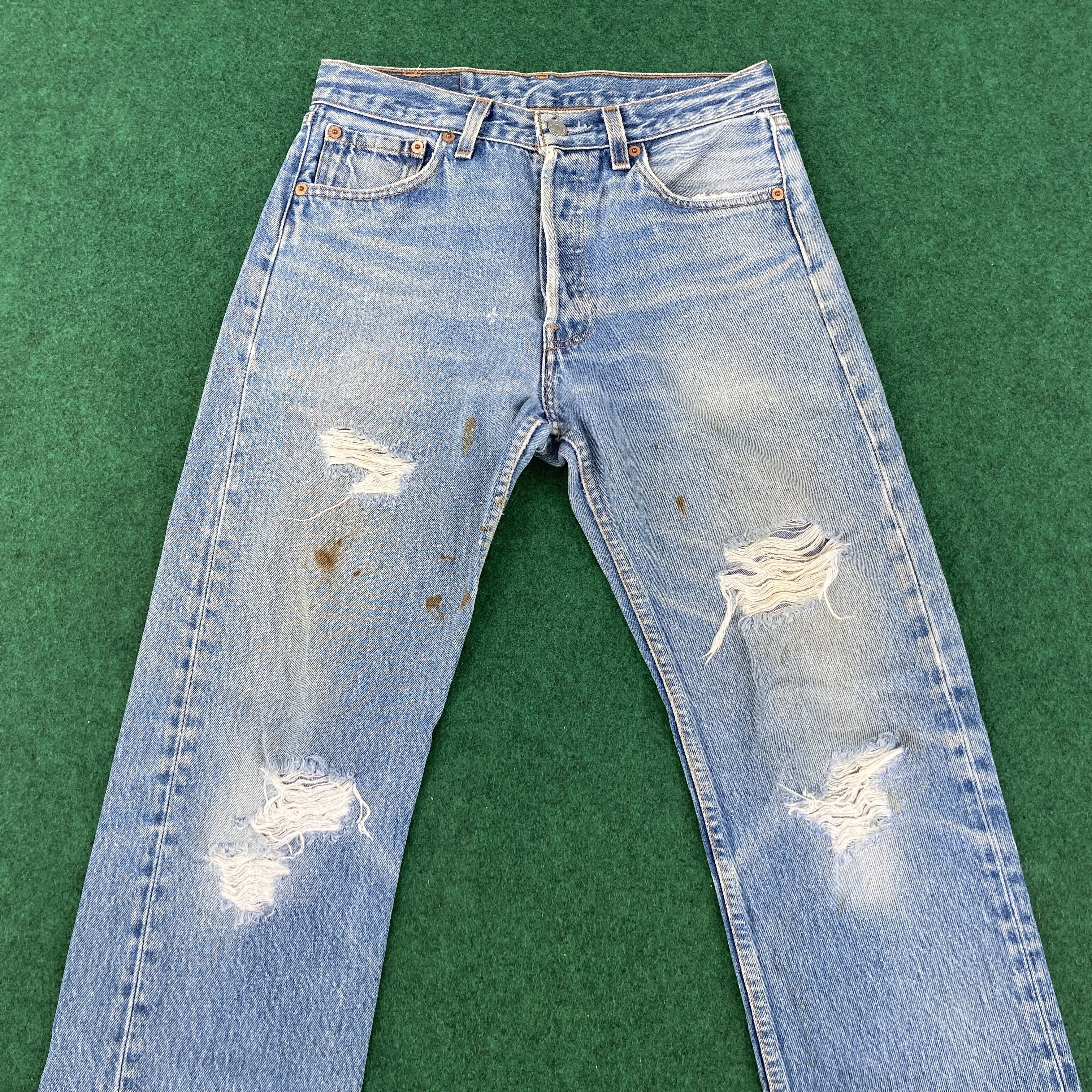 Levi's × Vintage Vtg Levis 501xx Distressed Ripped Light Wash Grunge Jeans Size US 28 / EU 44 - 3 Thumbnail