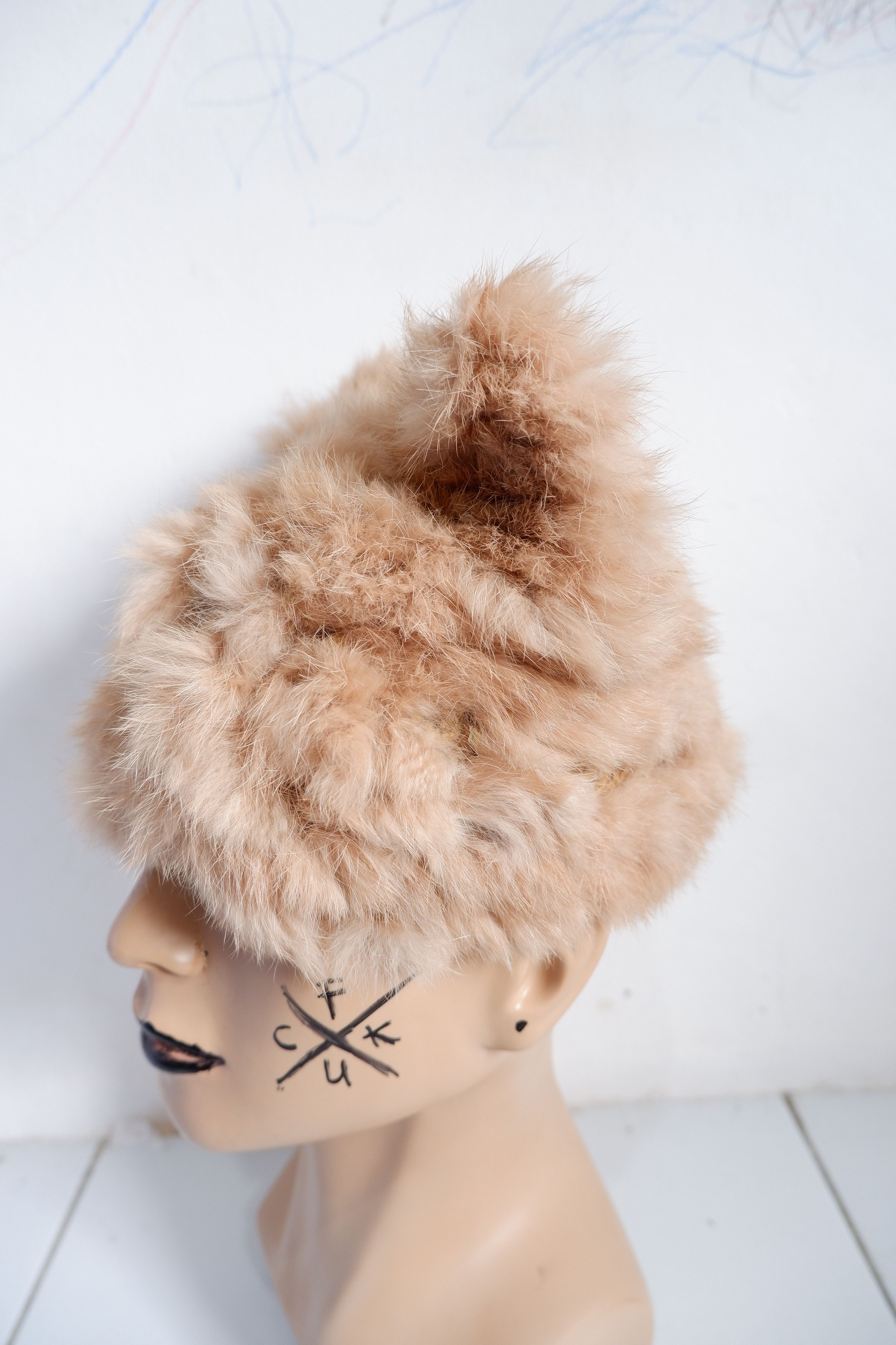 Japanese Brand Vintage La Petit Lilly Woven Fur Mink Ear Hat Size ONE SIZE - 3 Thumbnail
