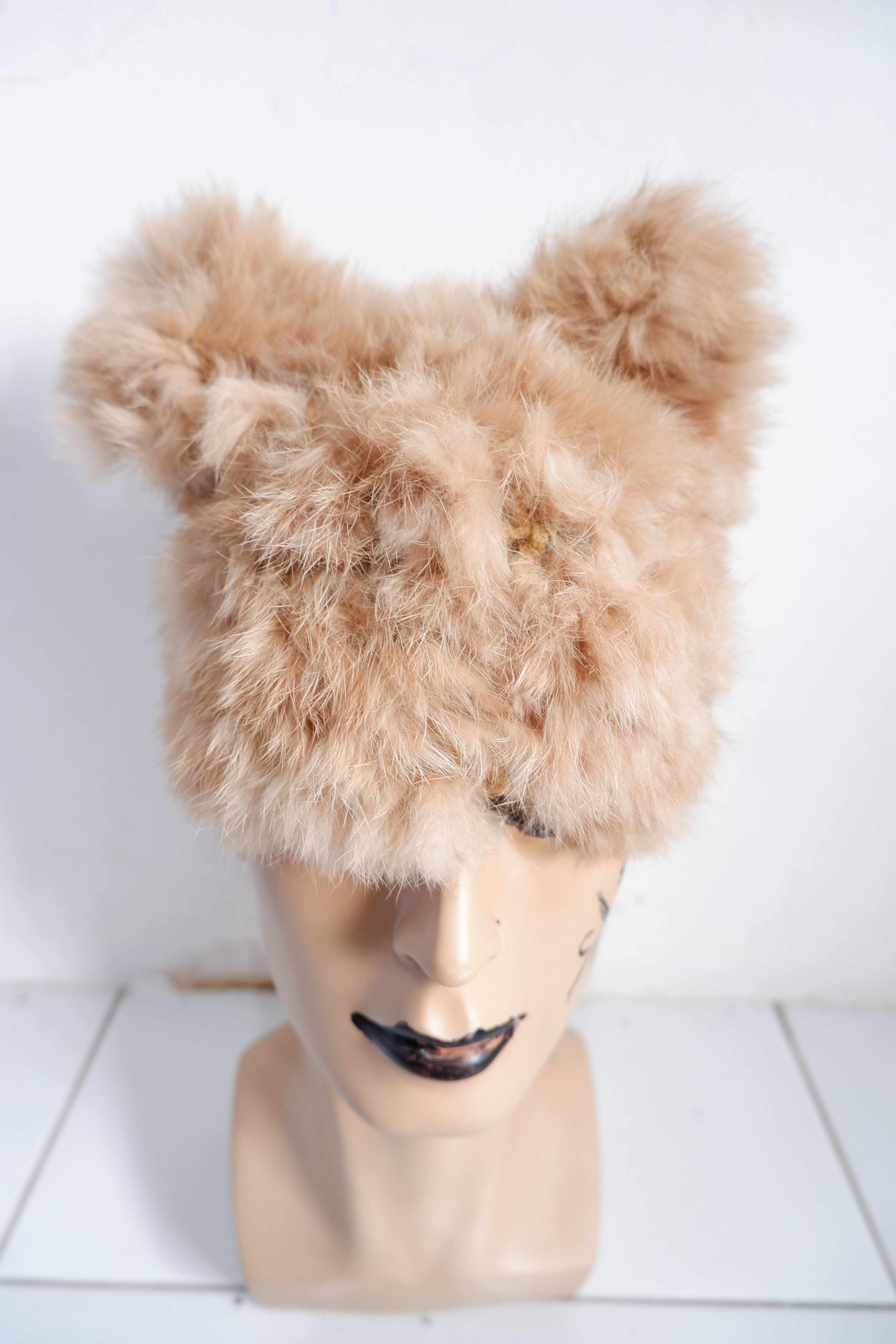 Japanese Brand Vintage La Petit Lilly Woven Fur Mink Ear Hat Size ONE SIZE - 1 Thumbnail