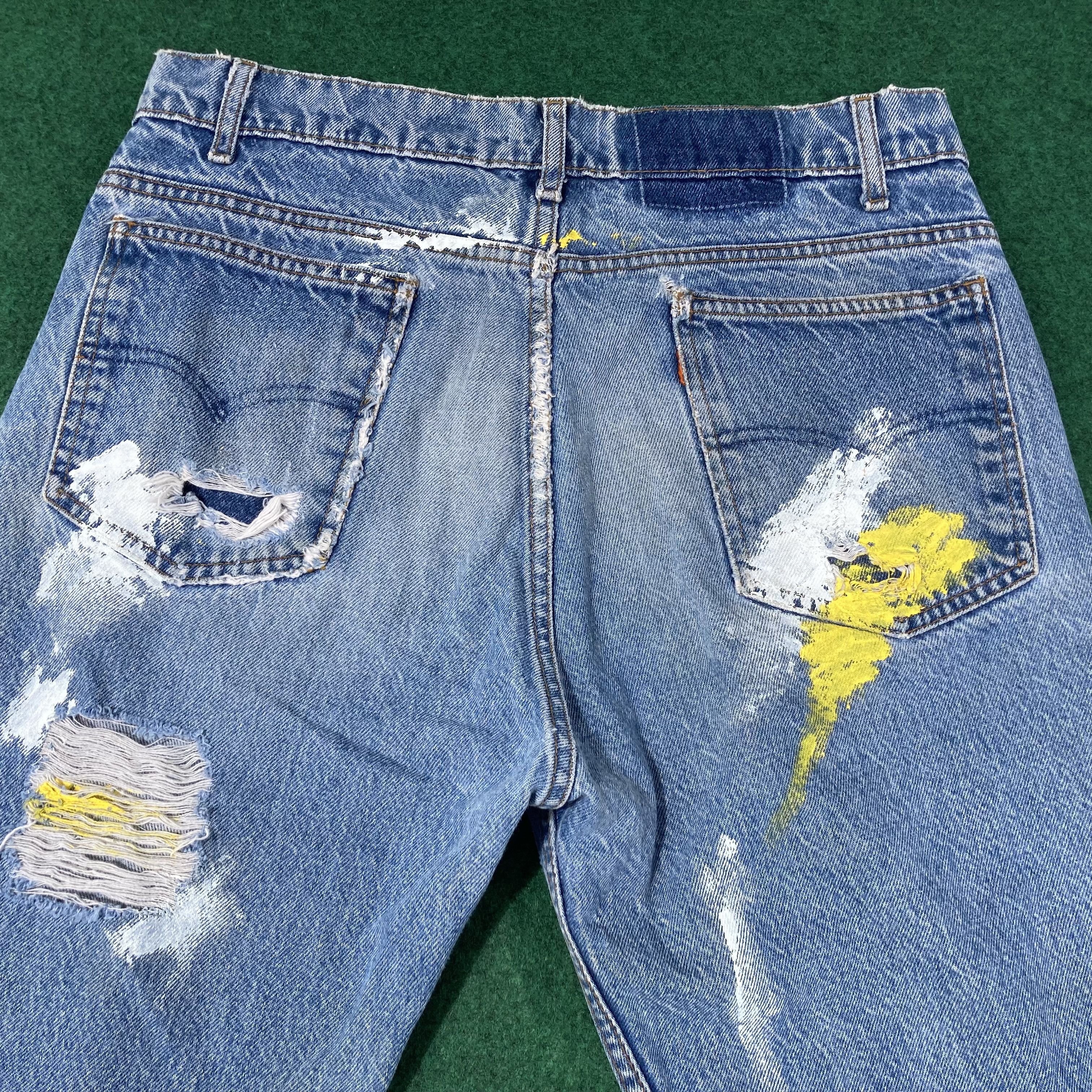 Levi's × Vintage Vtg Emission Levis 505 Light Wash Paint 90s Jeans Size US 32 / EU 48 - 10 Thumbnail
