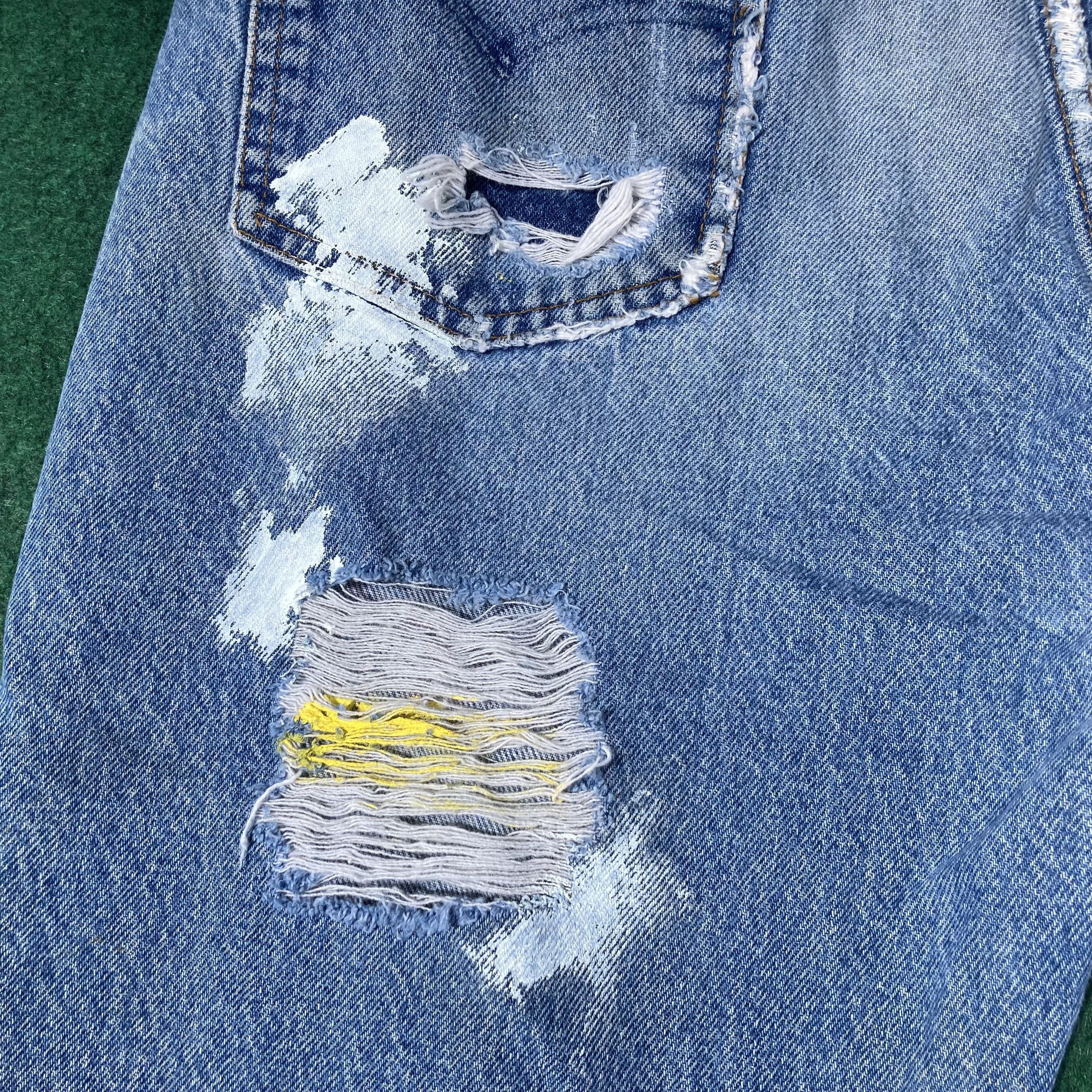 Levi's × Vintage Vtg Emission Levis 505 Light Wash Paint 90s Jeans Size US 32 / EU 48 - 9 Thumbnail