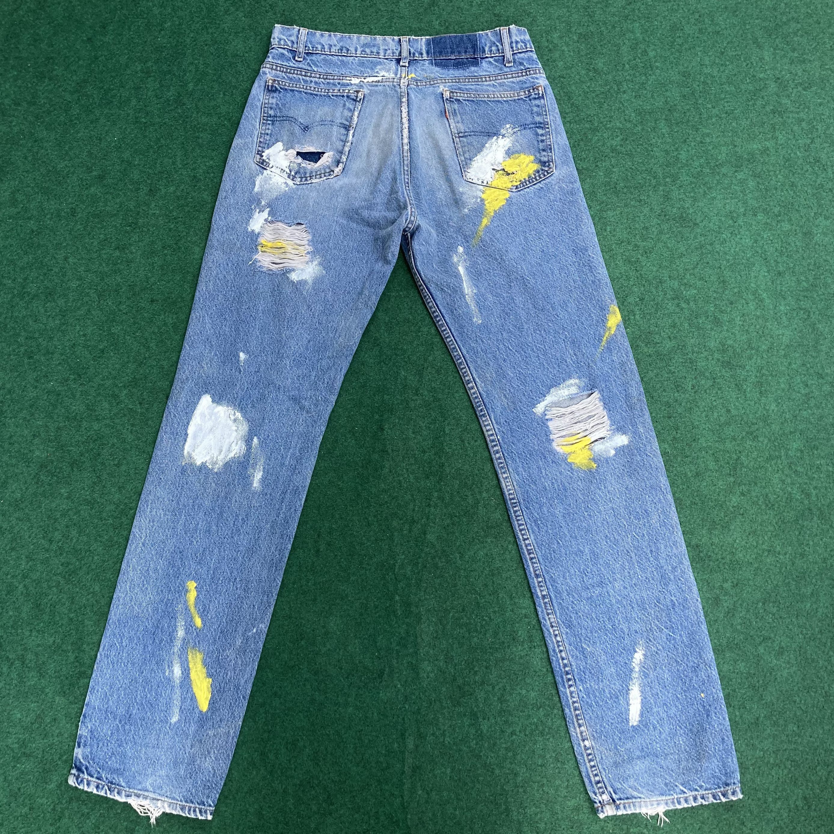 Levi's × Vintage Vtg Emission Levis 505 Light Wash Paint 90s Jeans Size US 32 / EU 48 - 11 Thumbnail