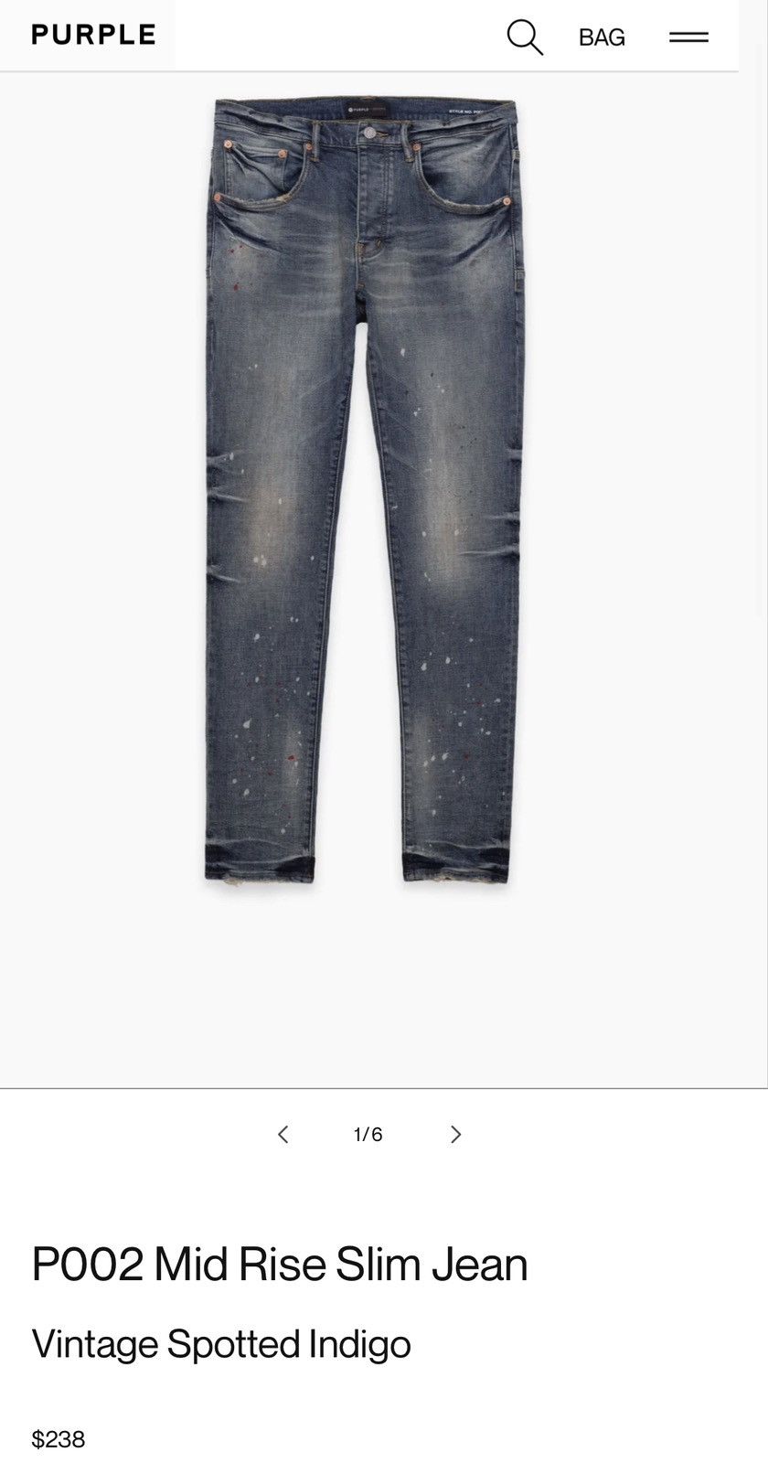 Purple P002 Vintage Spotted Indigo Size US 30 / EU 46 - 24 Thumbnail