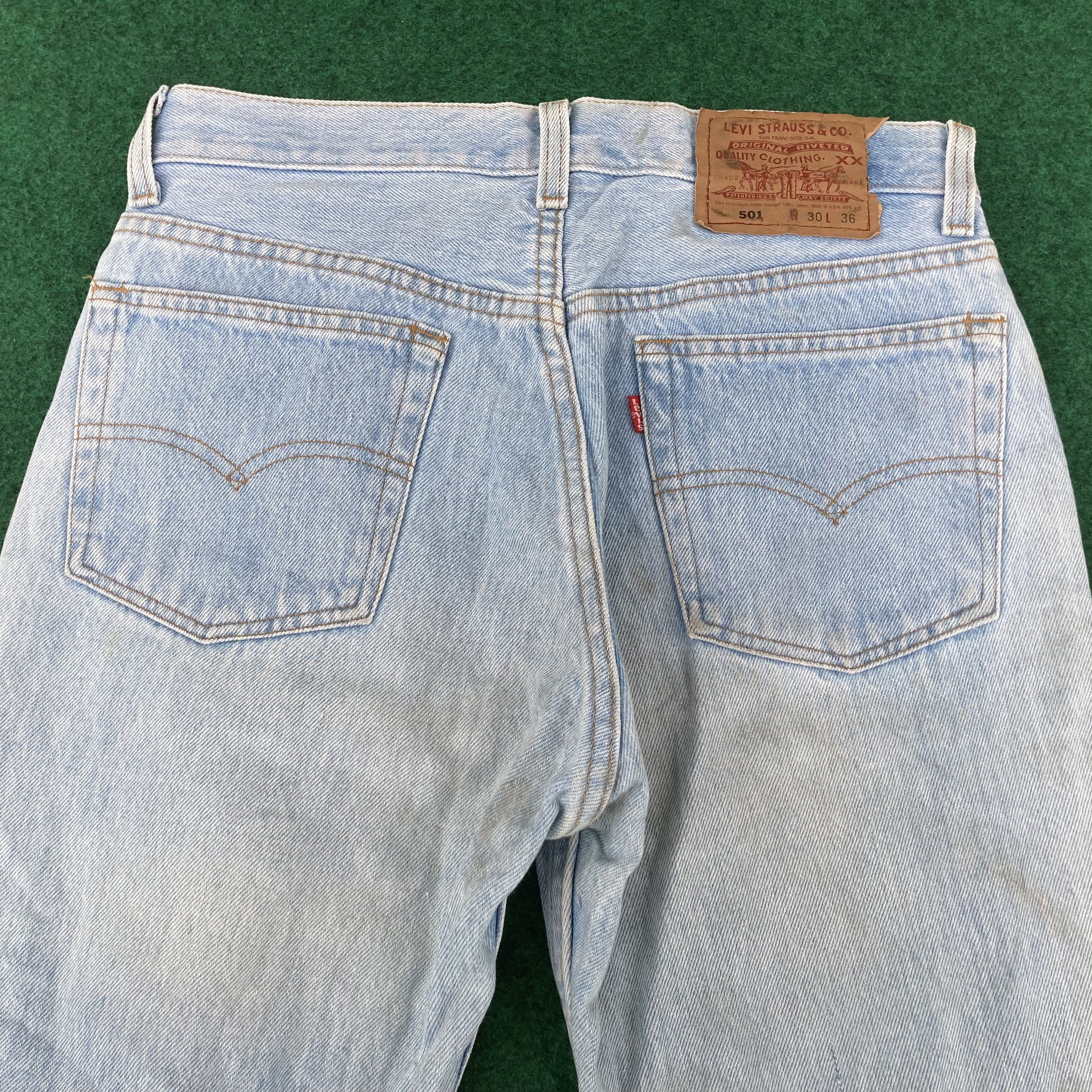 Levi's × Vintage Vtg Levis 501 Distressed Ripped Light Wash 90s Grunge Jeans Size US 28 / EU 44 - 9 Thumbnail