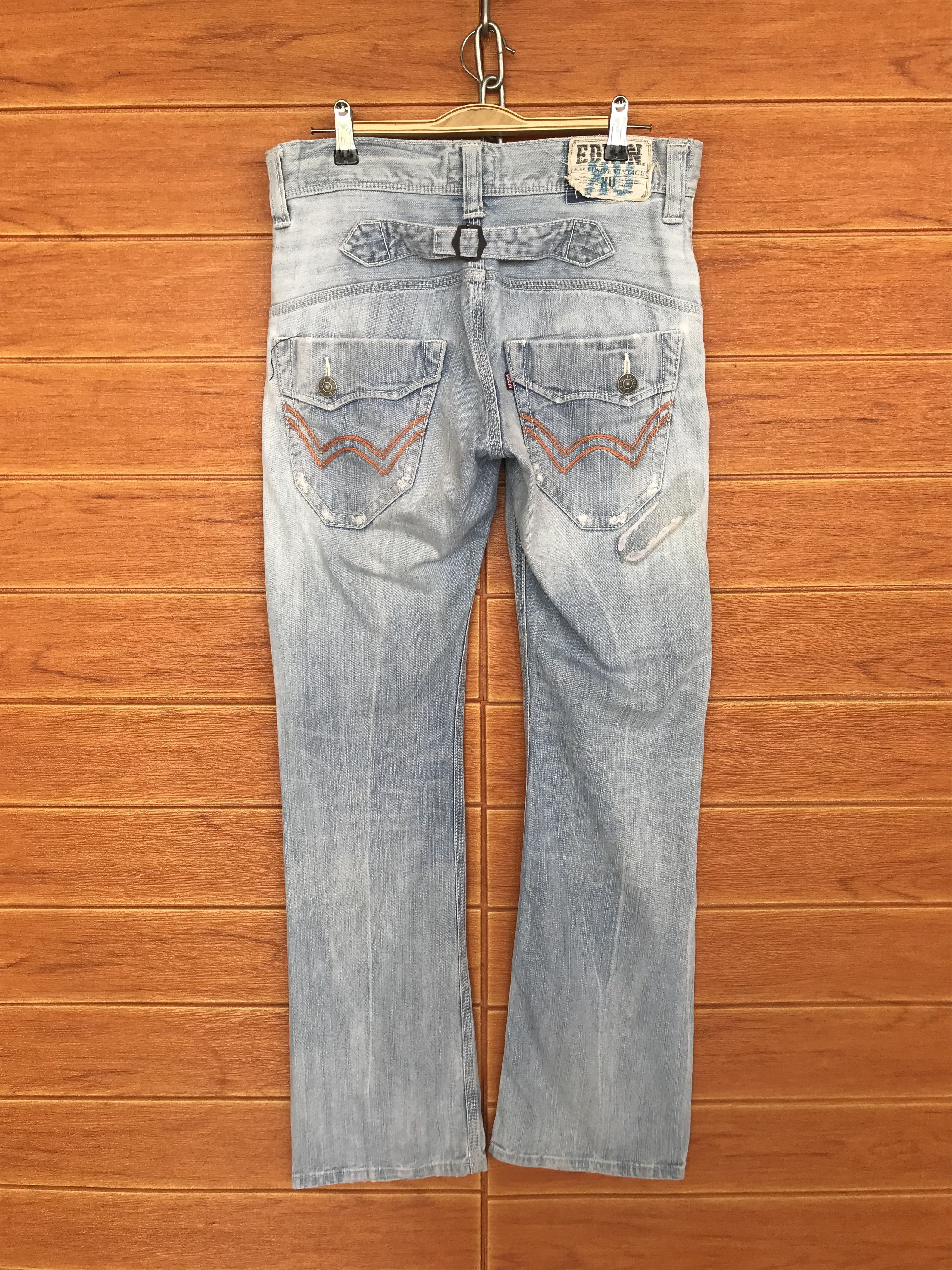 Edwin Flare Jeans Edwin Patchwork Distressed Denim Boot Cut Size US 31 - 12 Thumbnail