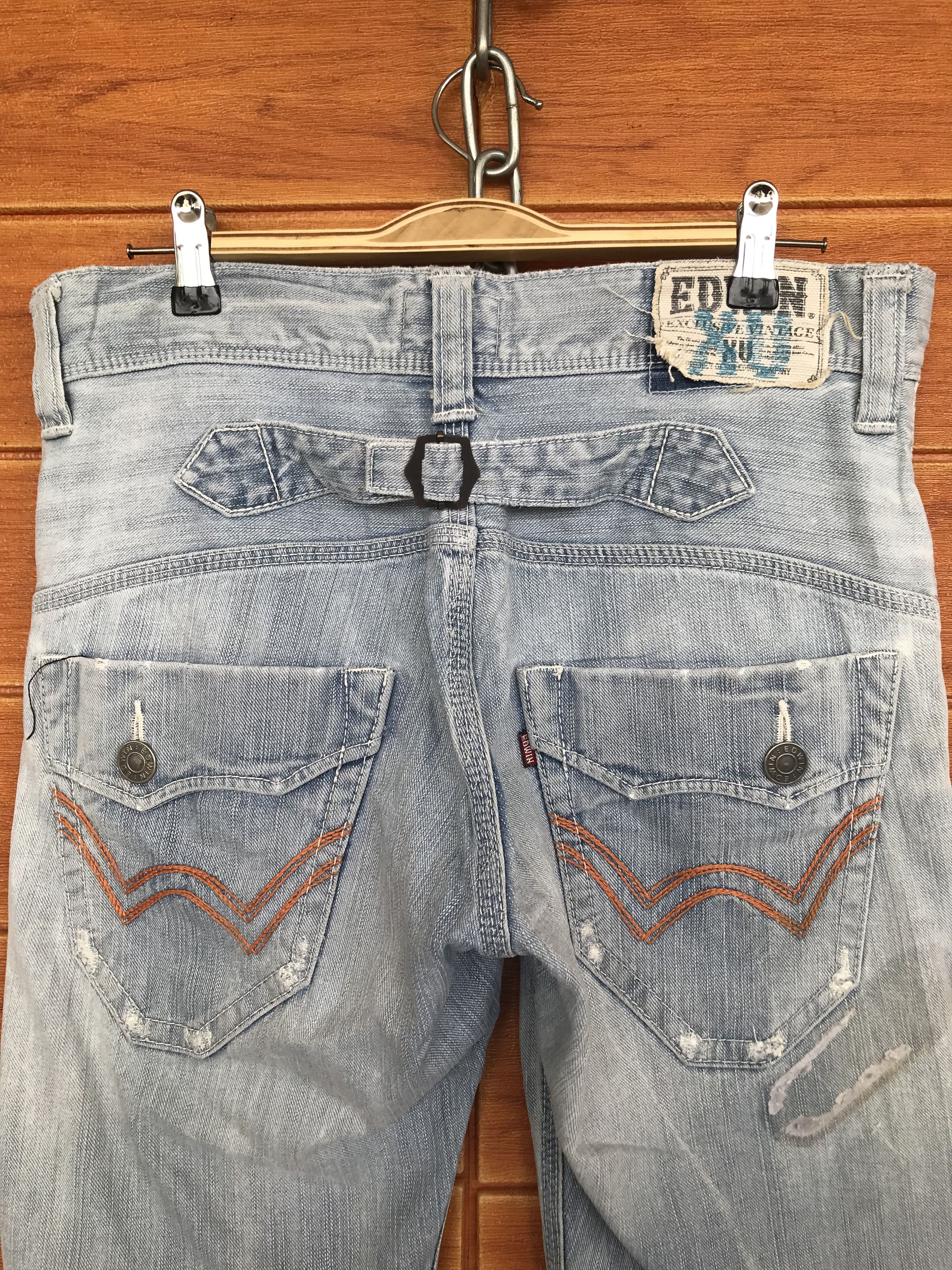 Edwin Flare Jeans Edwin Patchwork Distressed Denim Boot Cut Size US 31 - 13 Thumbnail