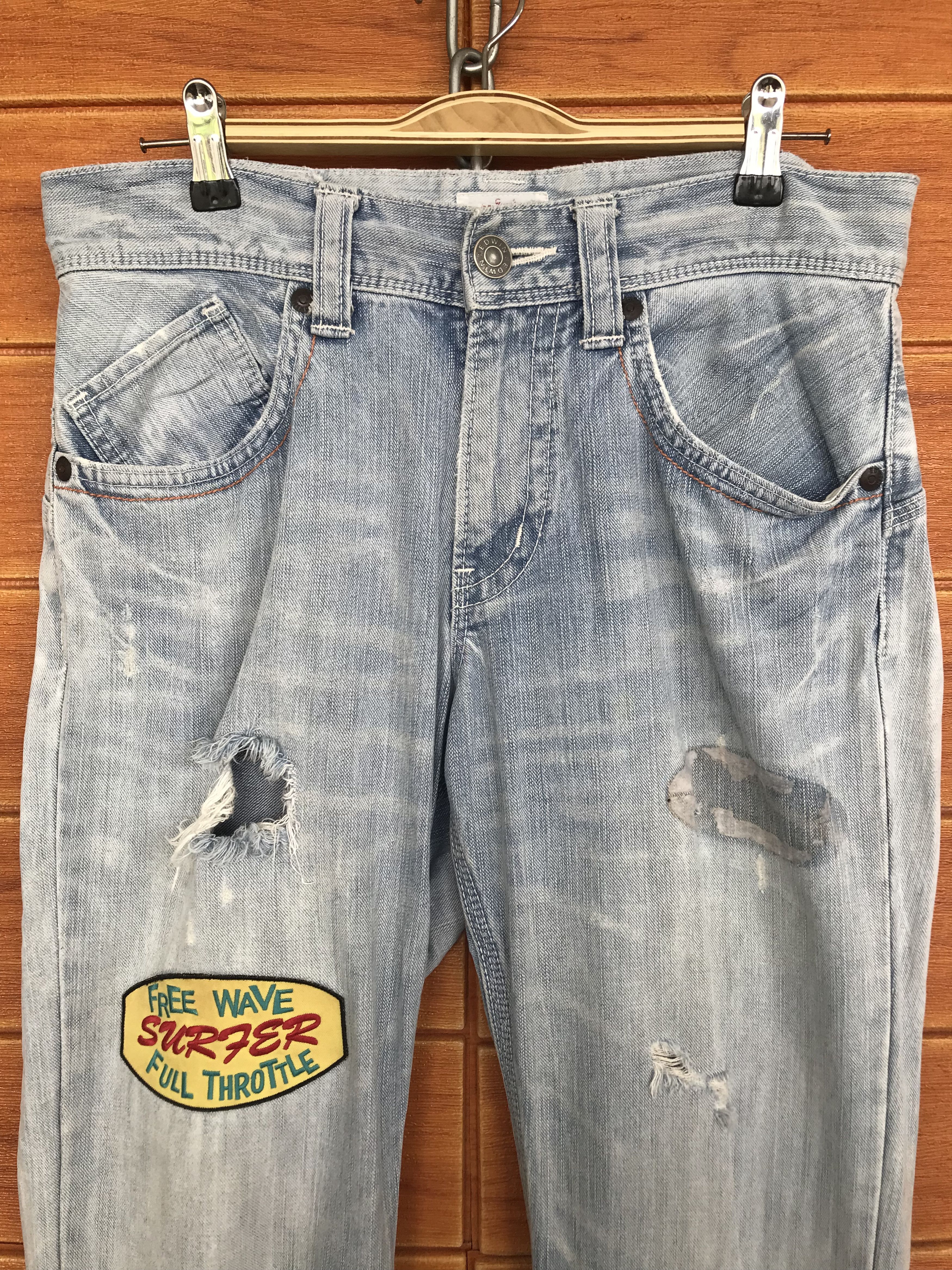 Edwin Flare Jeans Edwin Patchwork Distressed Denim Boot Cut Size US 31 - 3 Thumbnail