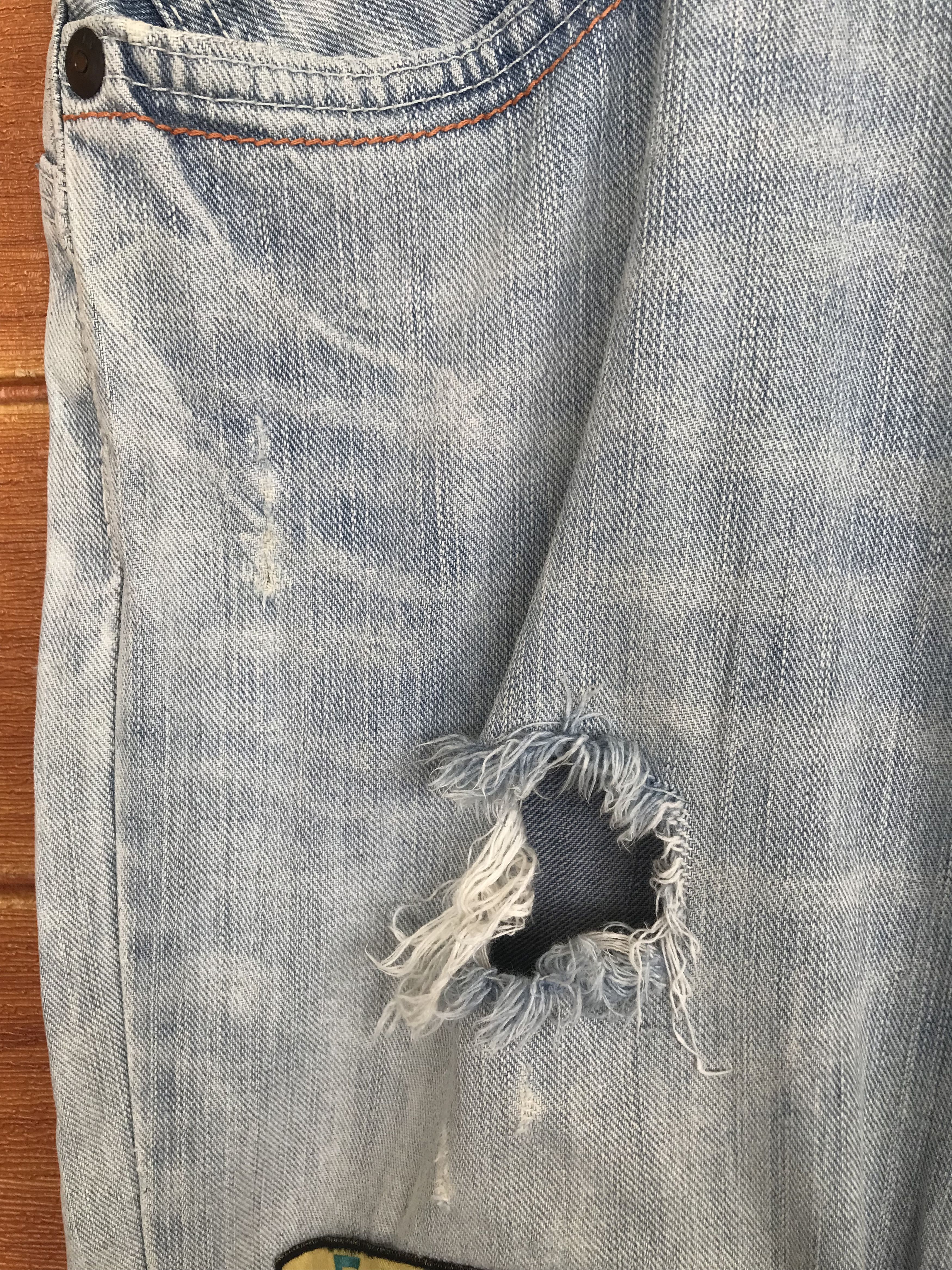 Edwin Flare Jeans Edwin Patchwork Distressed Denim Boot Cut Size US 31 - 4 Thumbnail