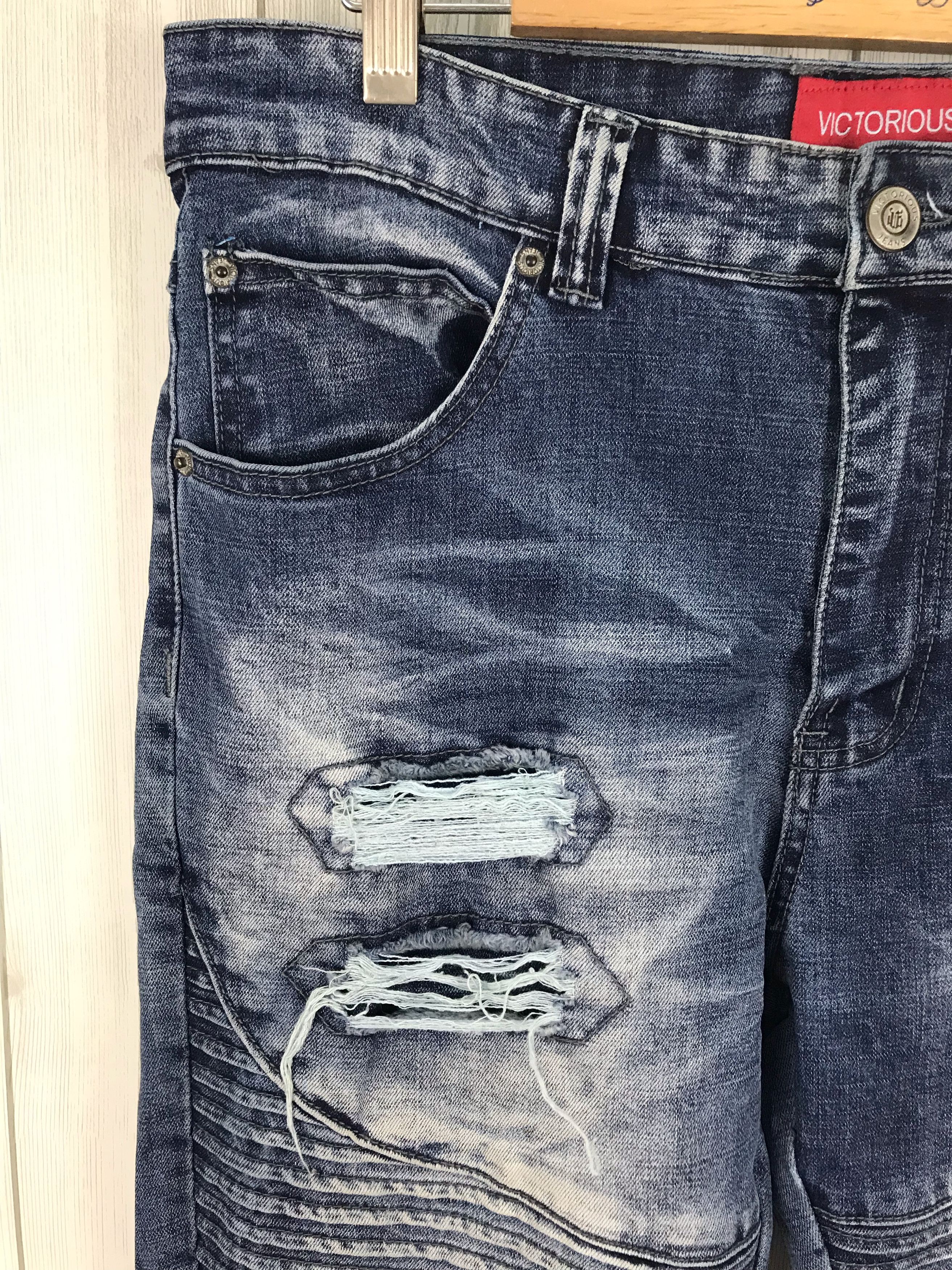 Affliction Japanese Brand VICTORIOUS Distressed Biker Denim Jeans Size US 34 / EU 50 - 3 Thumbnail