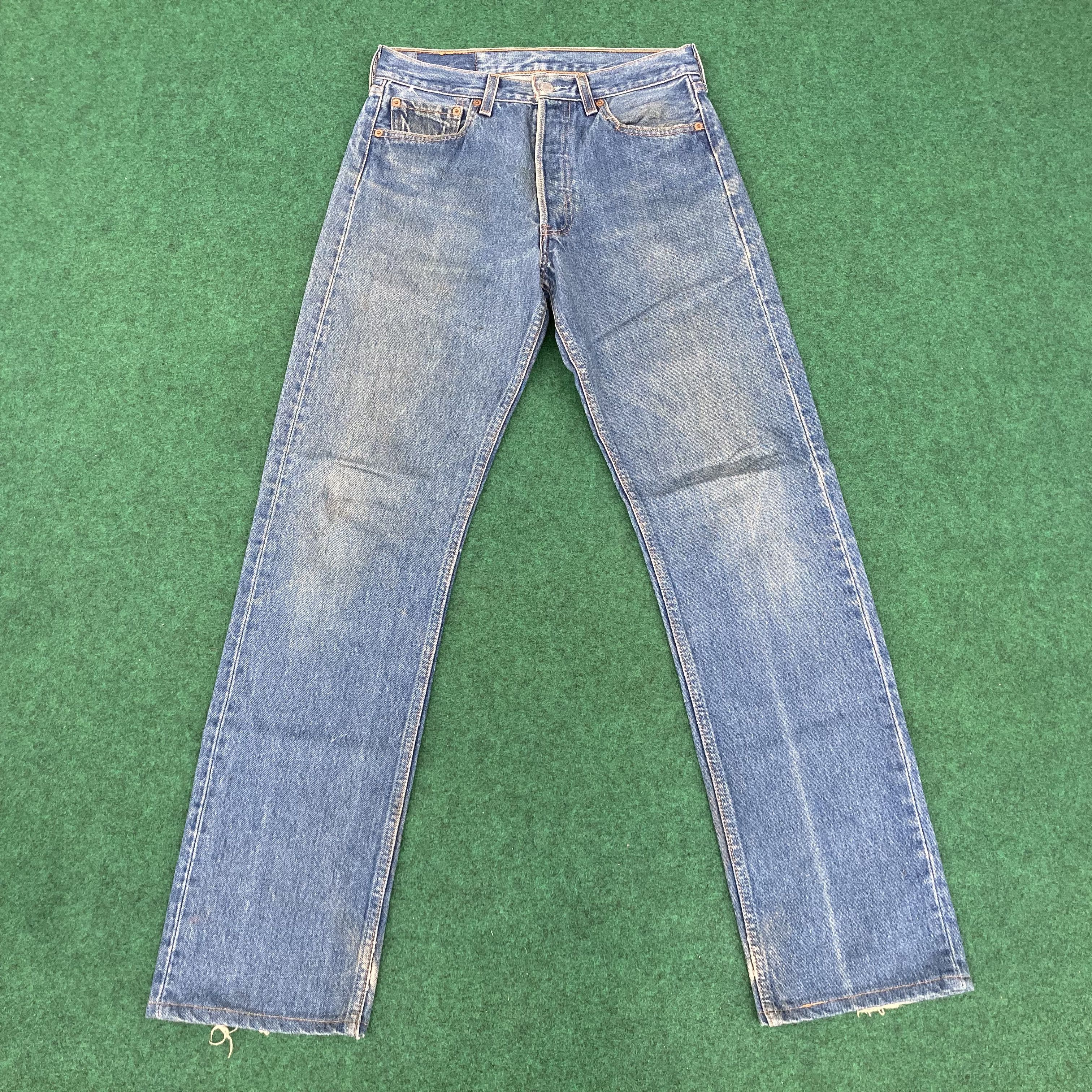 Levi's × Vintage Vtg Levis 501 Distressed Ripped Light Wash 90s Punk Jeans Size US 28 / EU 44 - 1 Thumbnail