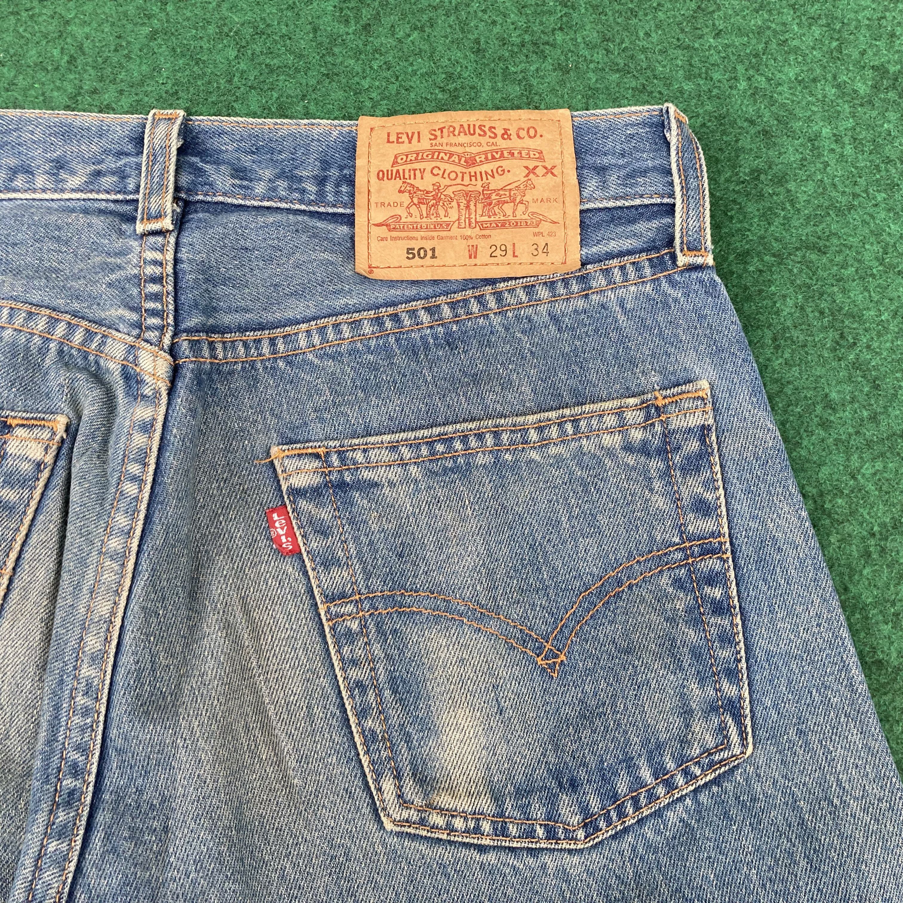 Levi's × Vintage Vtg Levis 501 Distressed Ripped Light Wash 90s Punk Jeans Size US 28 / EU 44 - 7 Thumbnail
