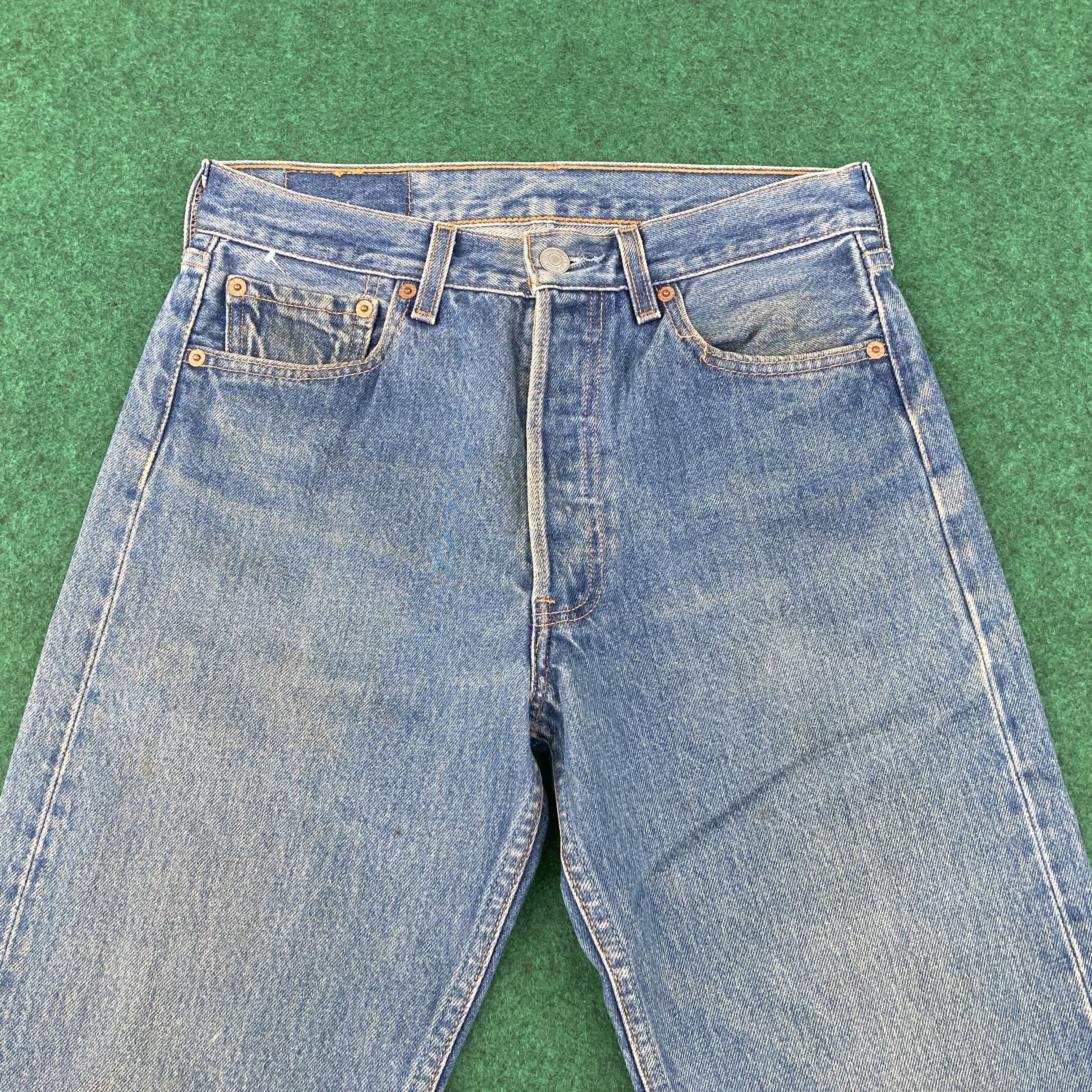 Levi's × Vintage Vtg Levis 501 Distressed Ripped Light Wash 90s Punk Jeans Size US 28 / EU 44 - 3 Thumbnail