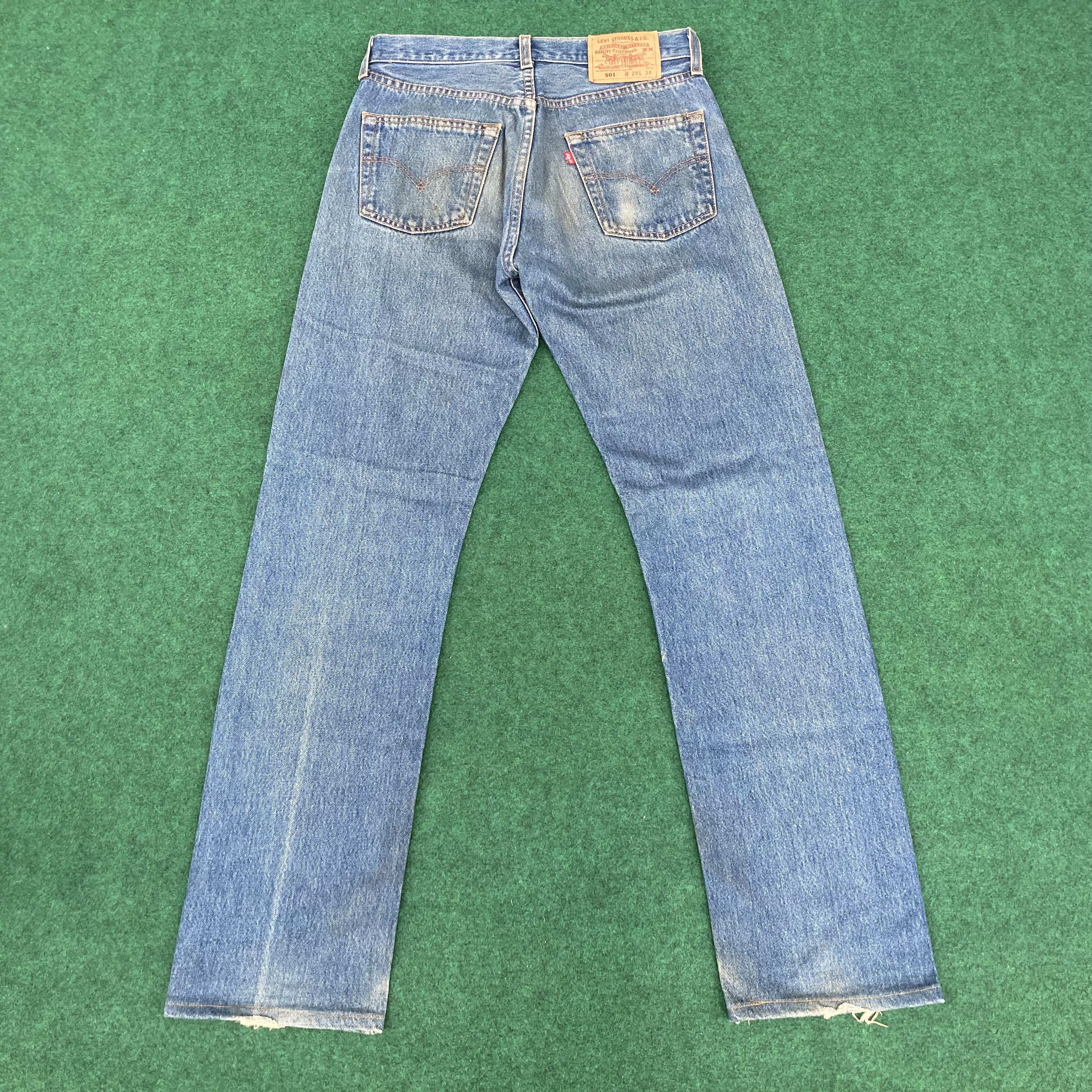 Levi's × Vintage Vtg Levis 501 Distressed Ripped Light Wash 90s Punk Jeans Size US 28 / EU 44 - 8 Thumbnail