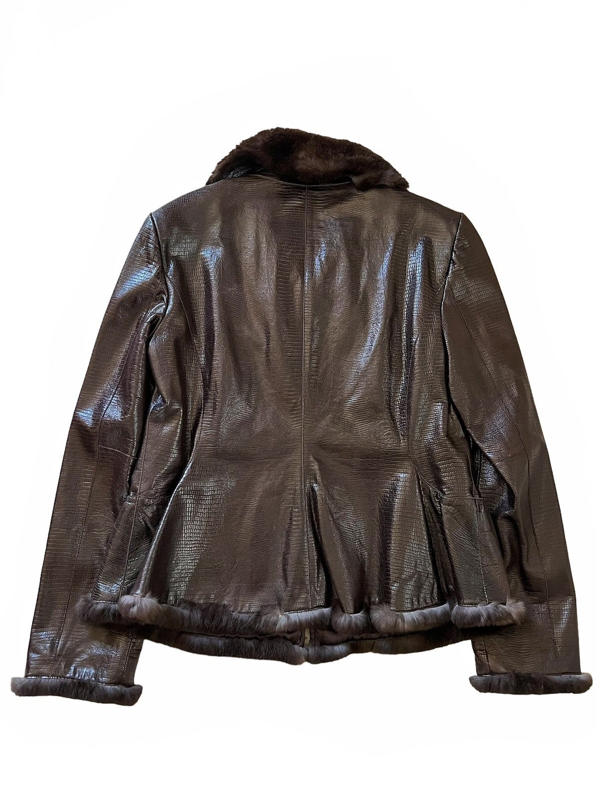 Giorgio Armani (~$7,000) Y2K Rabbit Fur Leather Silk Jacket Size US M / EU 48-50 / 2 - 5 Thumbnail