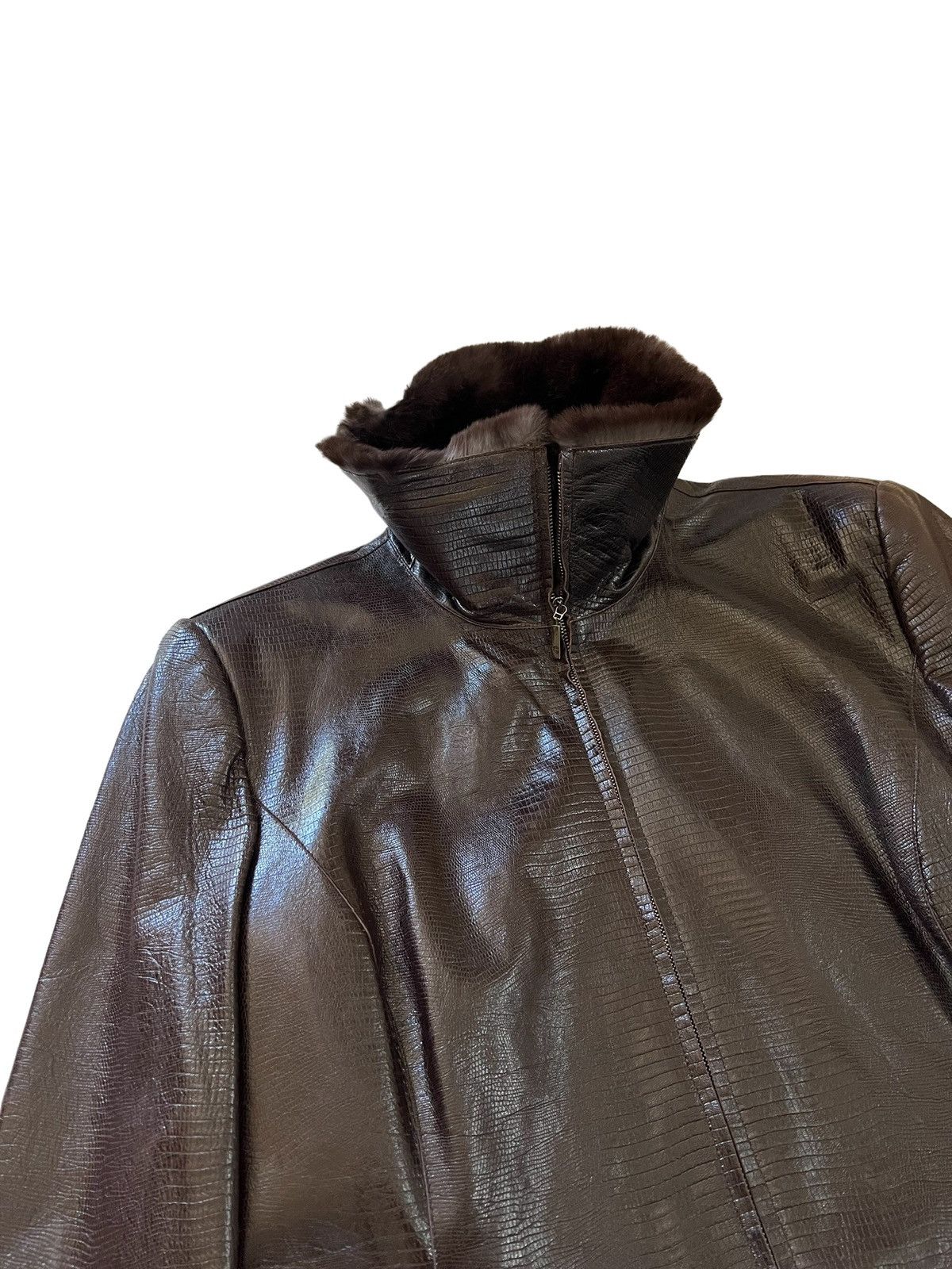 Giorgio Armani (~$7,000) Y2K Rabbit Fur Leather Silk Jacket Size US M / EU 48-50 / 2 - 3 Thumbnail