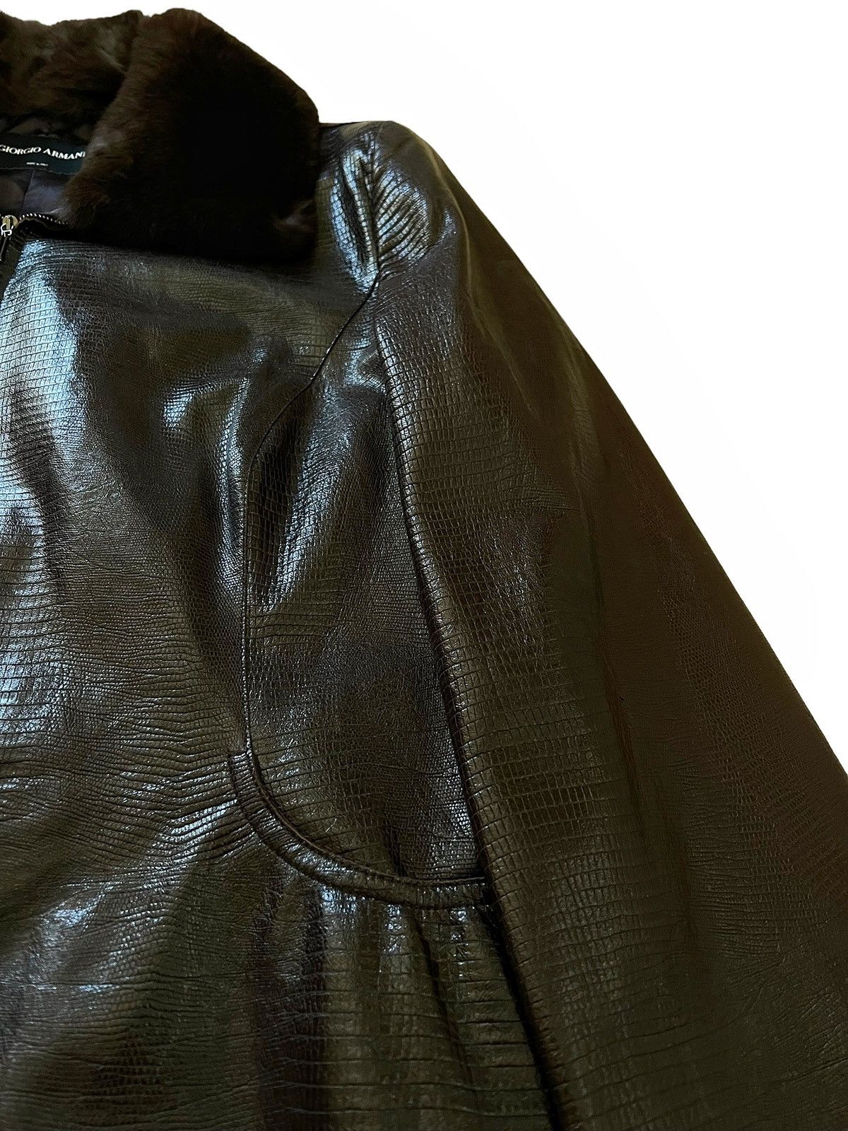 Giorgio Armani (~$7,000) Y2K Rabbit Fur Leather Silk Jacket Size US M / EU 48-50 / 2 - 4 Thumbnail