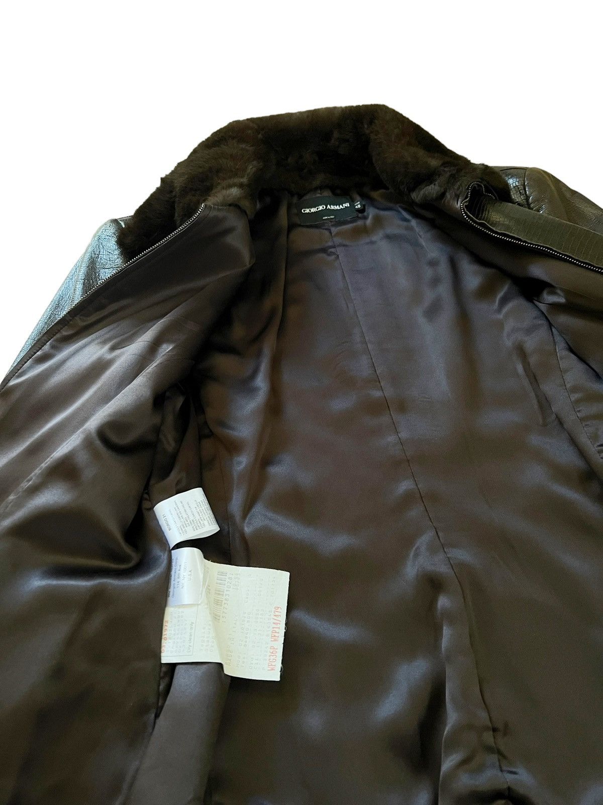 Giorgio Armani (~$7,000) Y2K Rabbit Fur Leather Silk Jacket Size US M / EU 48-50 / 2 - 9 Thumbnail