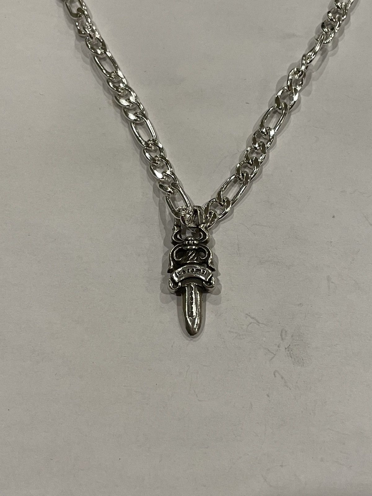 Chrome Hearts RARE Chrome Hearts Dagger Pendant Cuban Link Chain ...