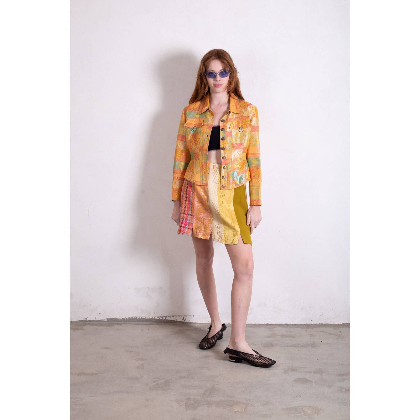 Vintage Christian Lacroix Bazaar Mixed Print Skirt Suit