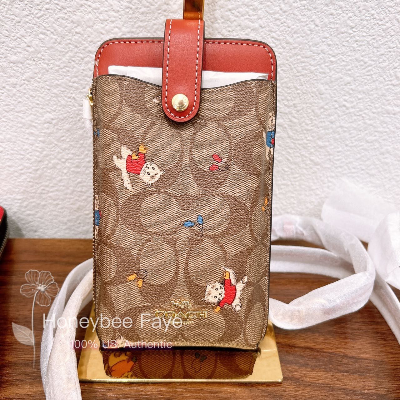 Coach Phone Crossbody in Signature Canvas with Cat Mittens Print