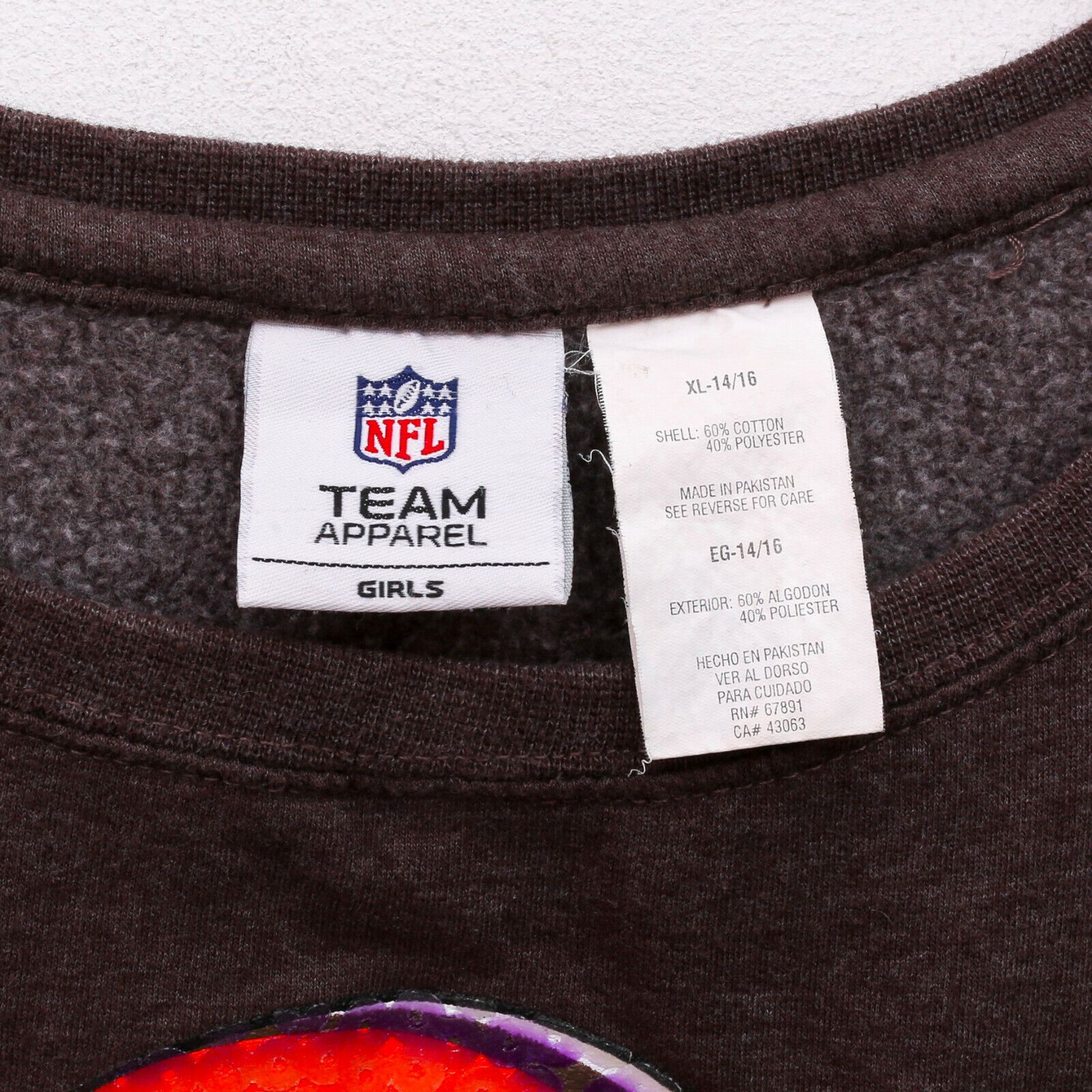 NFL Cleveland Browns Girls XL Youth 14 16 Sweatshirt Jumper Top Size XXS / US 00 / IT 34 - 5 Thumbnail