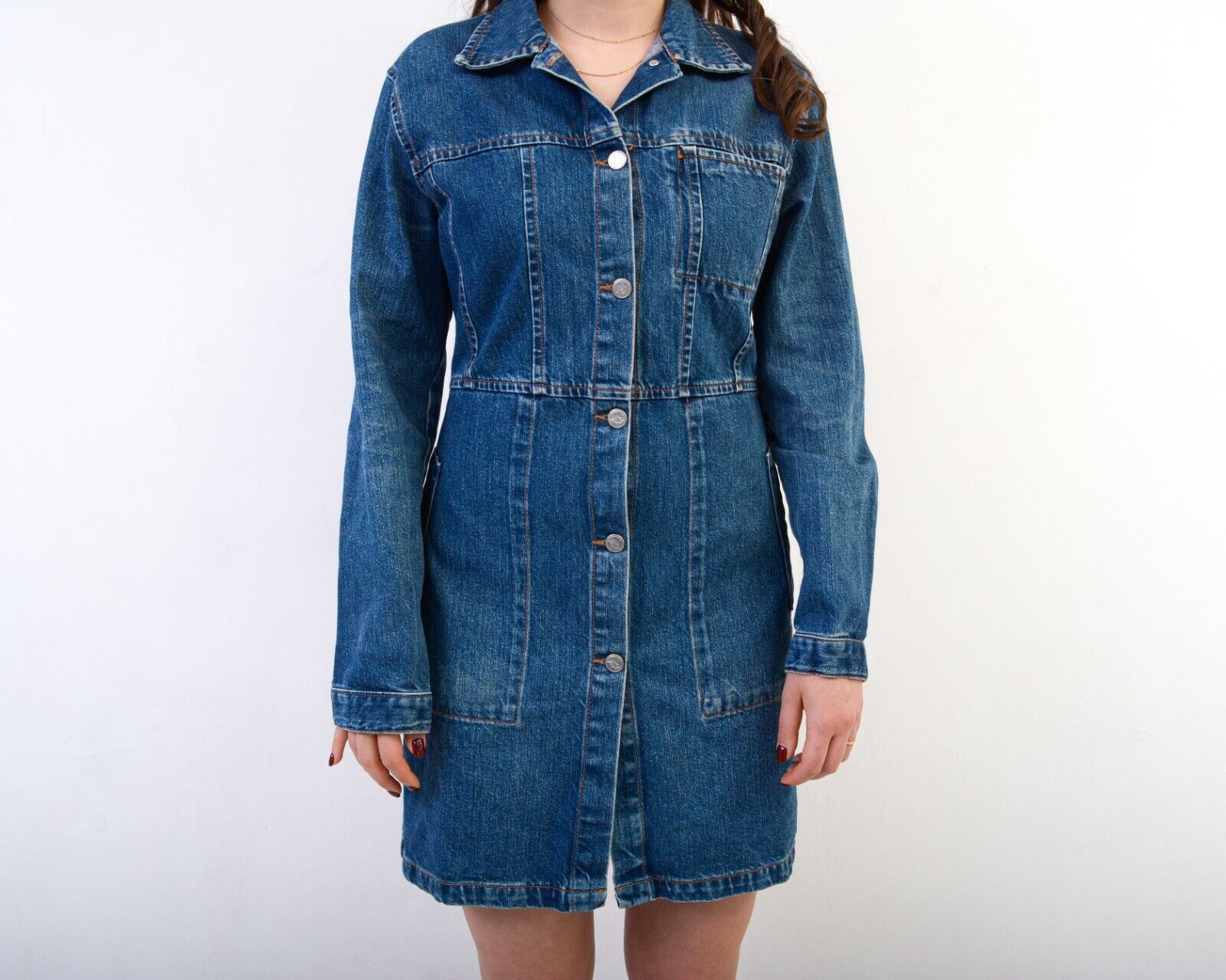 Vintage Denim Mini Shirt Button Up Above the Knees Collar A Line Size S / US 4 / IT 40 - 6 Thumbnail