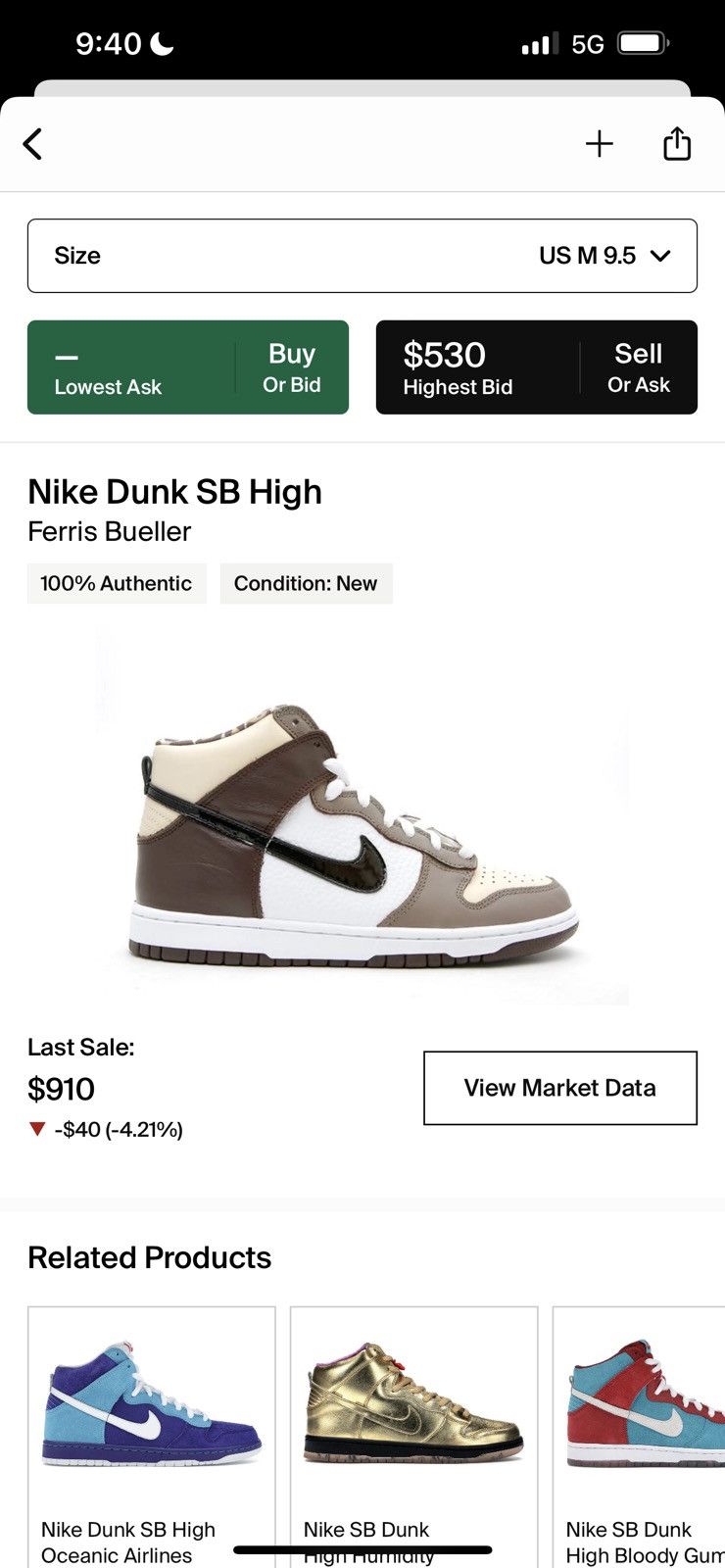 Nike Nike Dunk High Pro SB Ferris Bueller 2008 Size US 9.5 / EU 42-43 - 10 Thumbnail