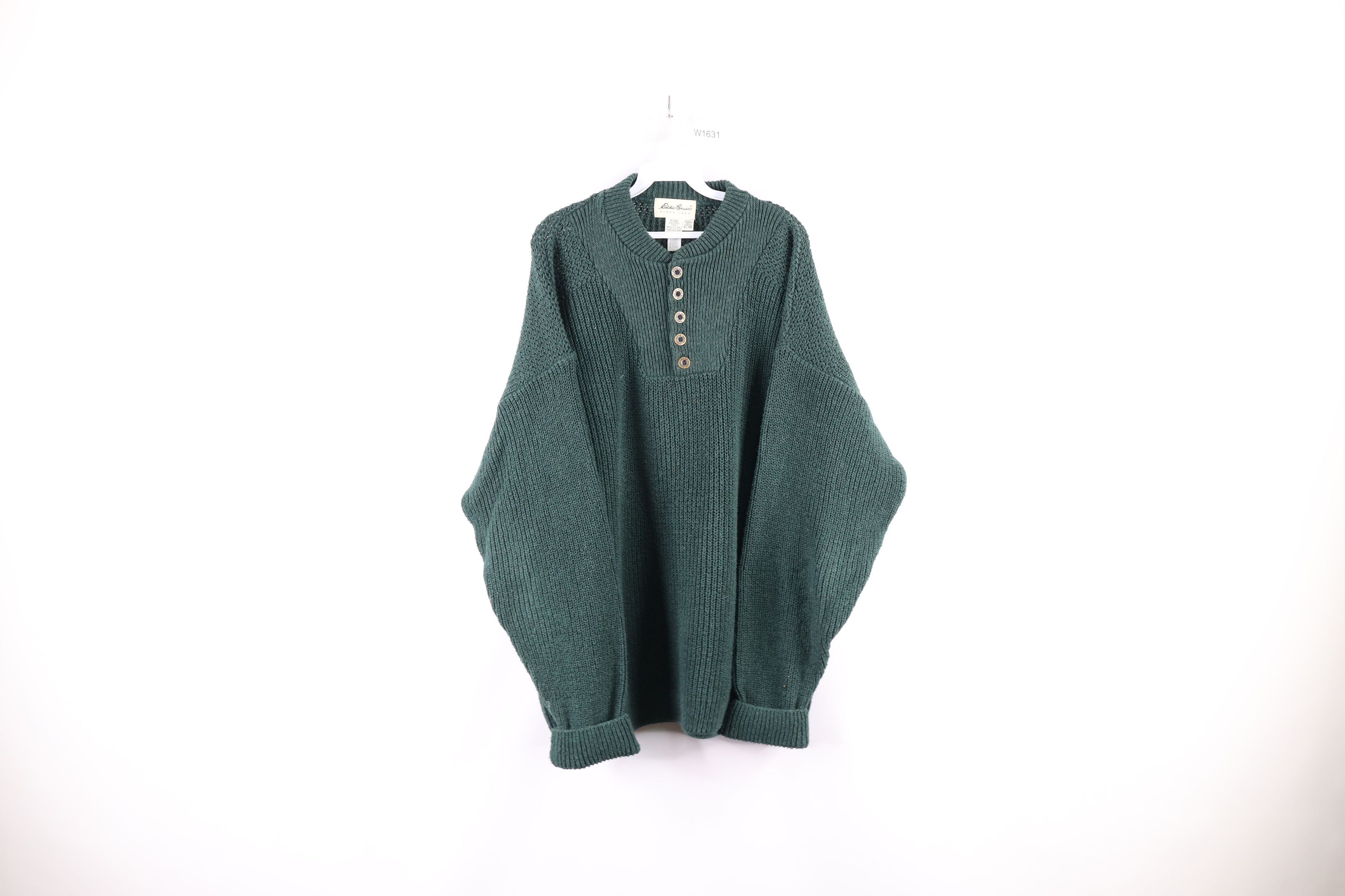 Vintage Vintage 90s Eddie Bauer Ribbed Knit Henley Sweater Green Usa Grailed 8730