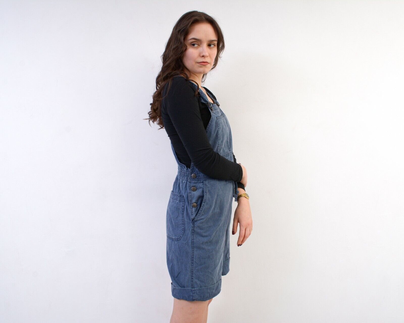 Vintage 90s Shorts Overall Dungaree Jumpsuit Romper Playsuit VTG Size 32" / US 10 / IT 46 - 3 Thumbnail