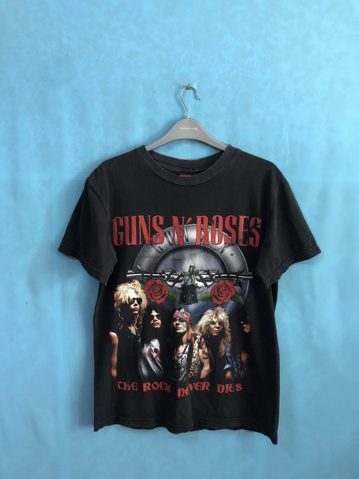 Band Tees distress guns n roses line up #A6 Size US M / EU 48-50 / 2 - 1 Thumbnail