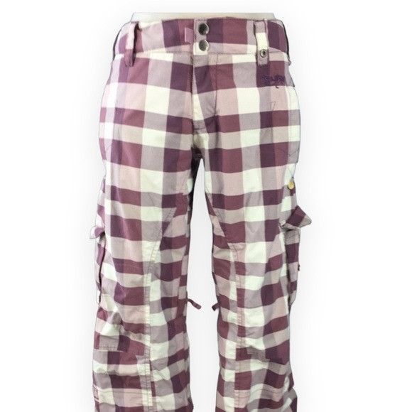 Burton Burton Dry Ride Stow Cargo Purple Plaid Snowboard Pants Grailed