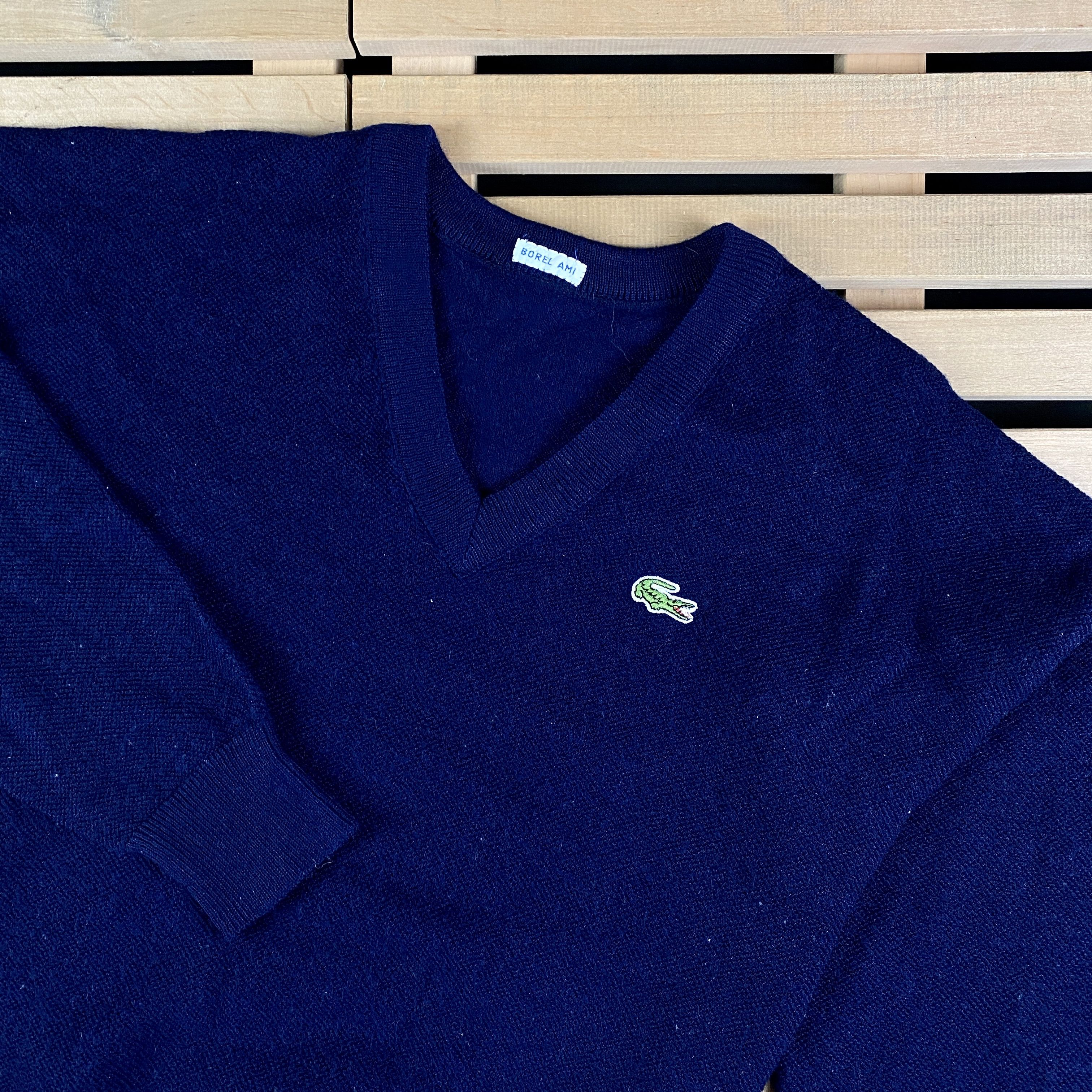 Lacoste × Vintage Mens Sweater Jumper V Neck Lacoste Vintage Size L Size US L / EU 52-54 / 3 - 2 Thumbnail