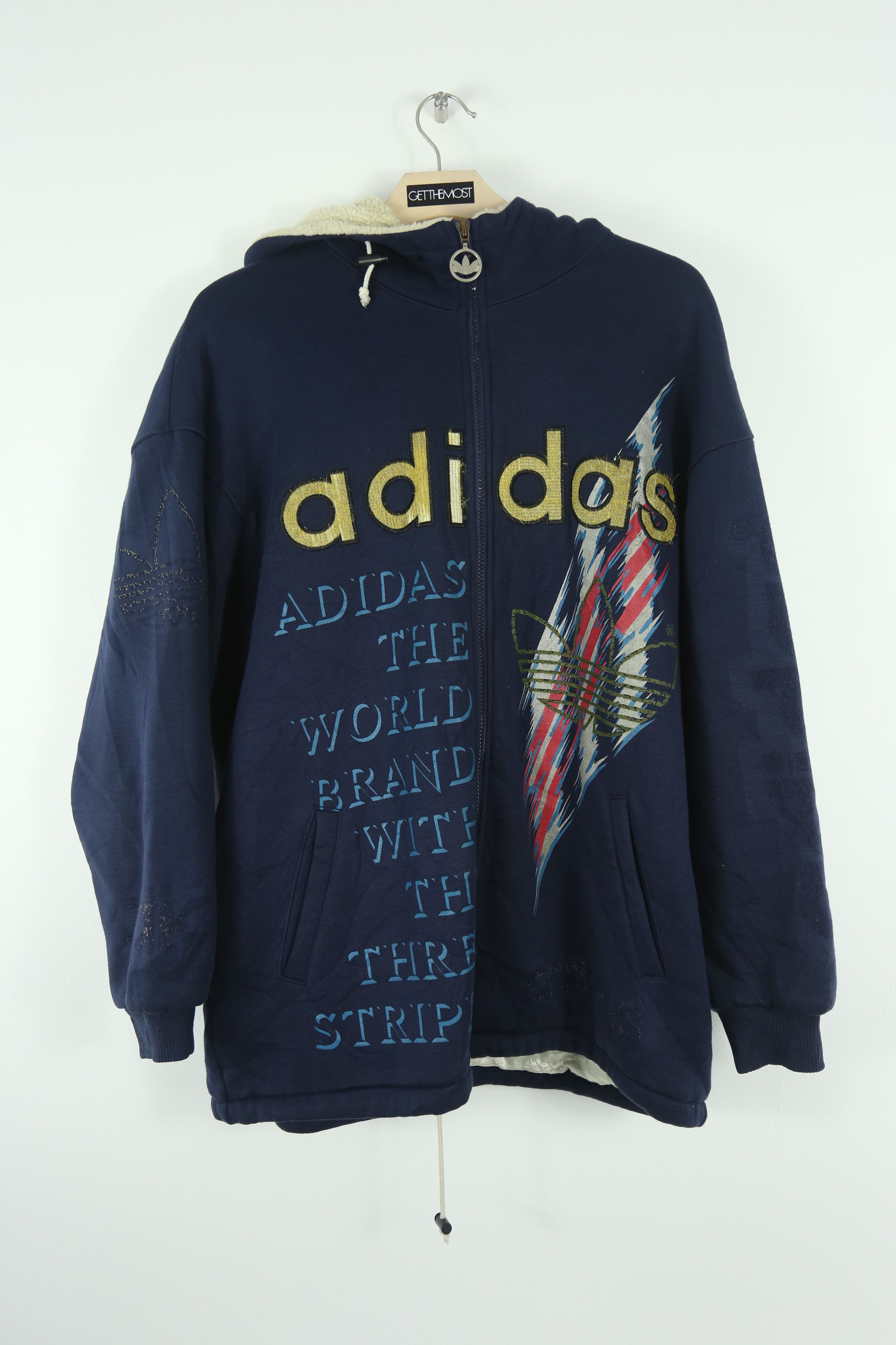 Adidas × Vintage Vintage 80s Adidas Sweater Jacket JK054 Size US XL / EU 56 / 4 - 1 Thumbnail