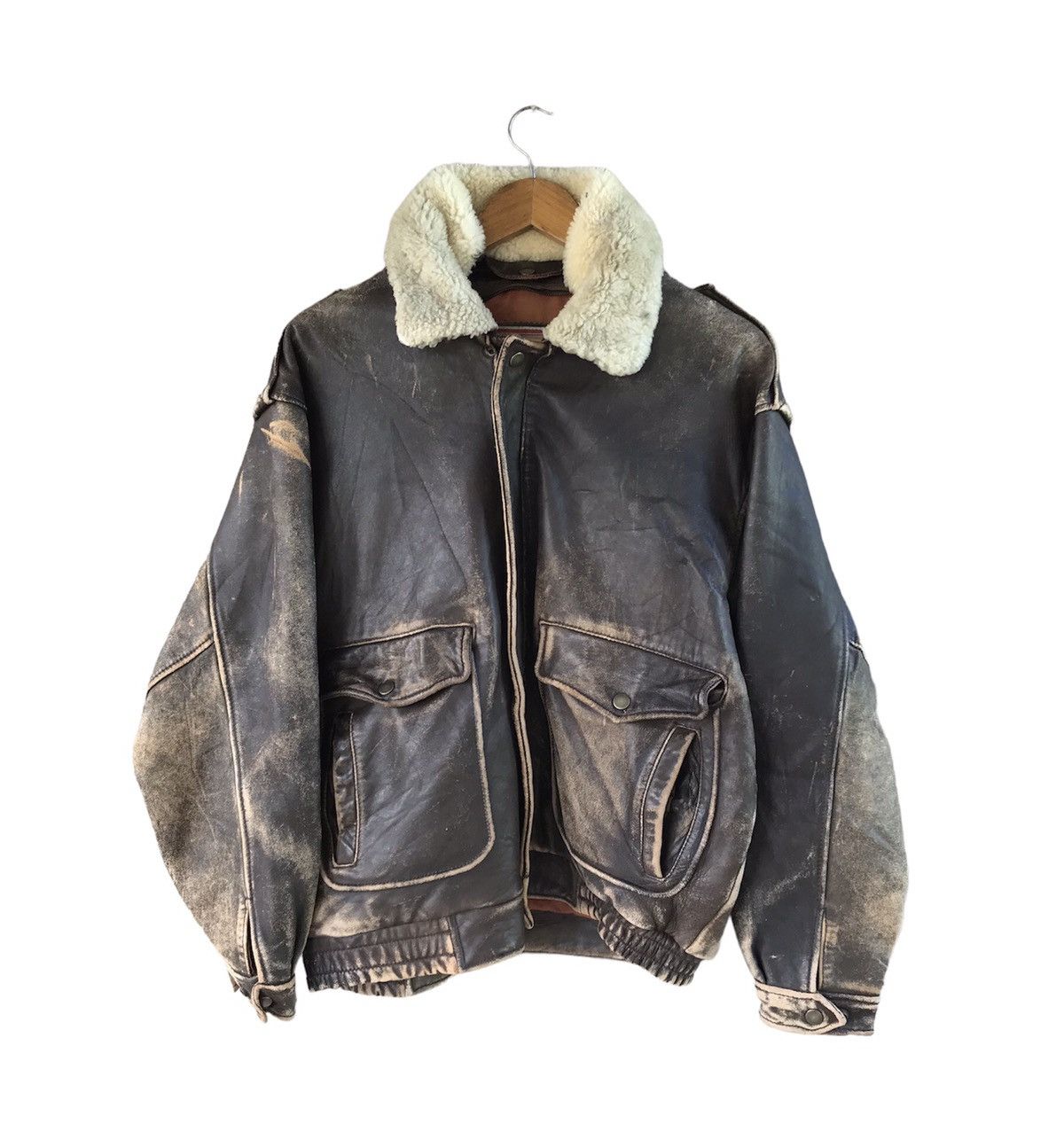 Genuine Leather RARE BASIC WEAR FLIGHT LEATHER JACKET Size US L / EU 52-54 / 3 - 1 Thumbnail