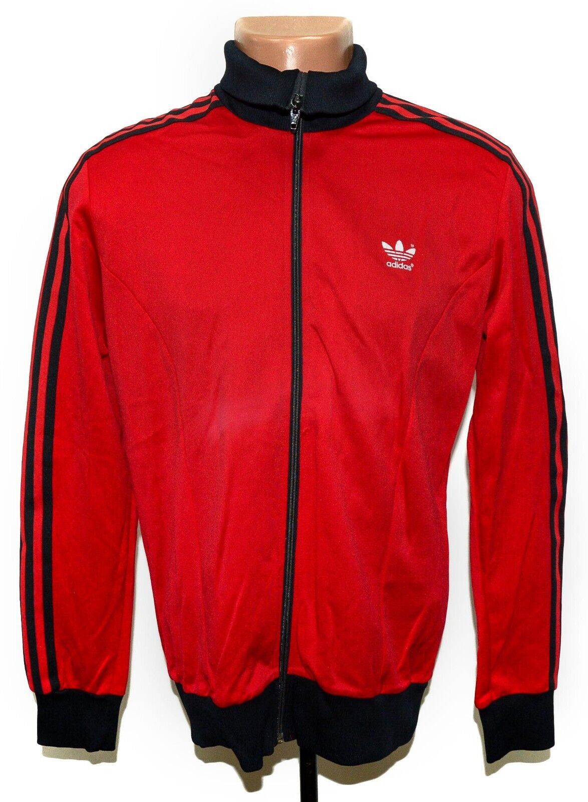 ADIDAS VINTAGE 1980'S RED FOOTBALL JACKET SIZE L ADULT