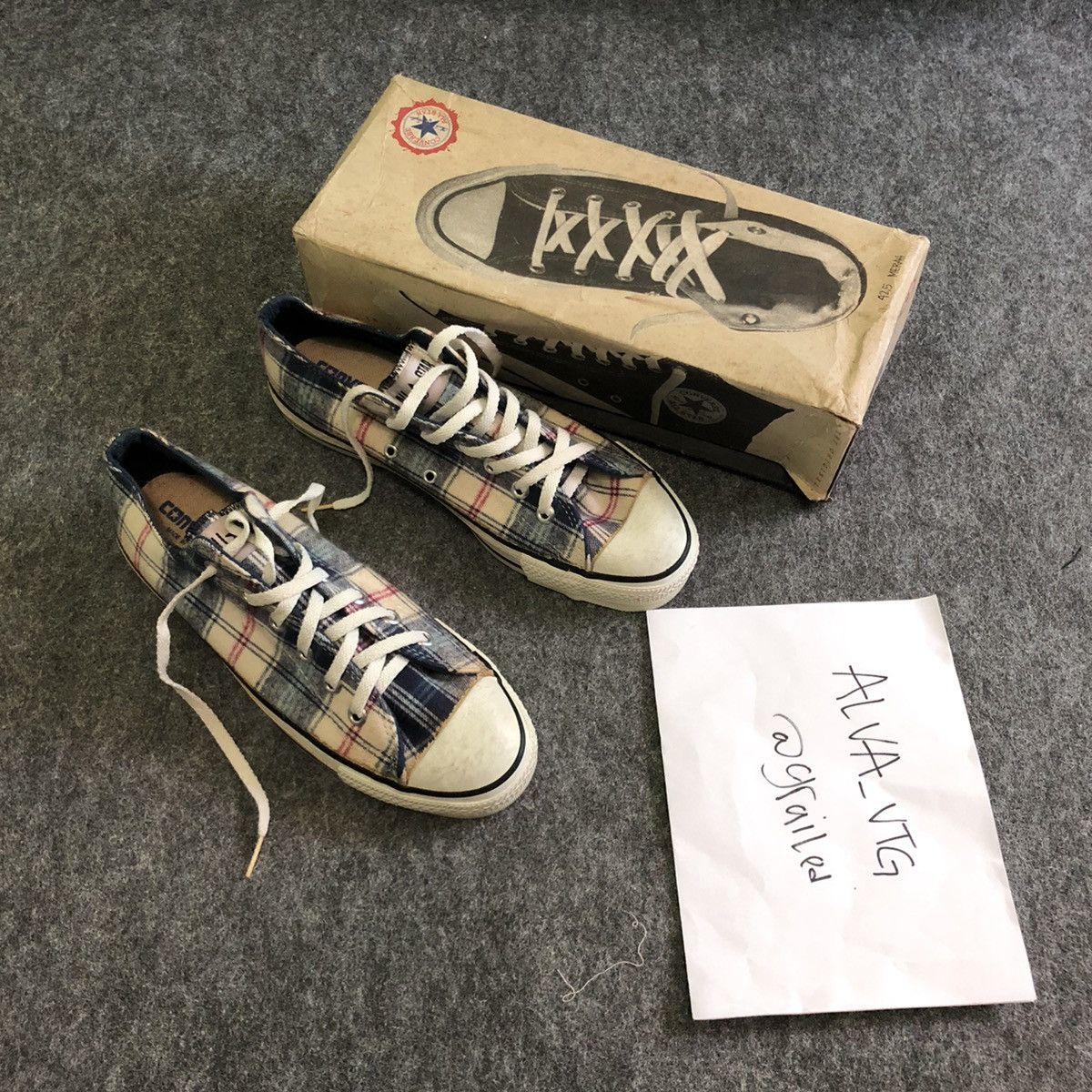 image of Og Vintage 1990S Converse Made In Usa Shoes in Blue Tartan, Men's