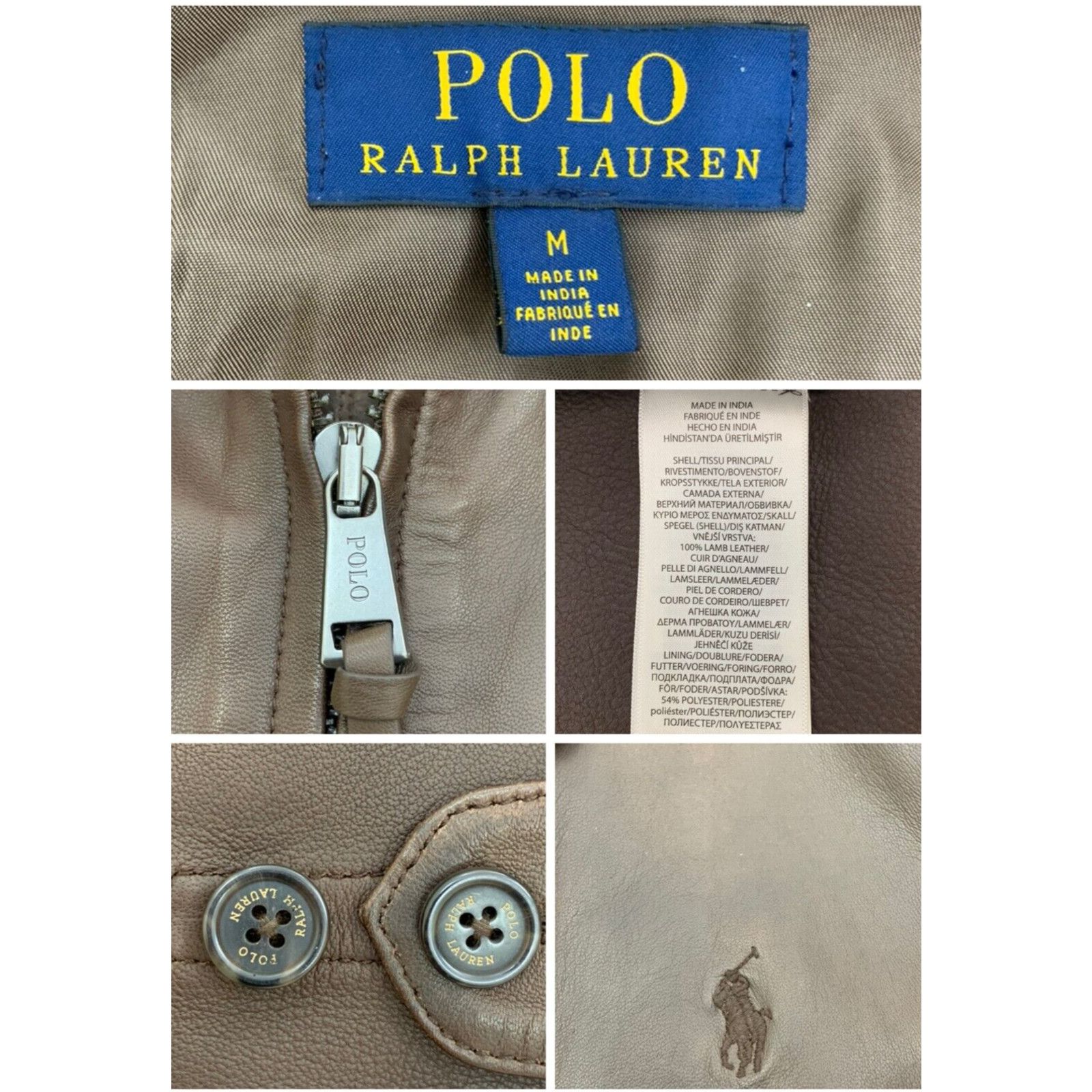 Polo Ralph Lauren × Ralph Lauren Polo Ralph Lauren Lambskin Leather Medium Collar Zip Jacket Size US L / EU 52-54 / 3 - 7 Thumbnail