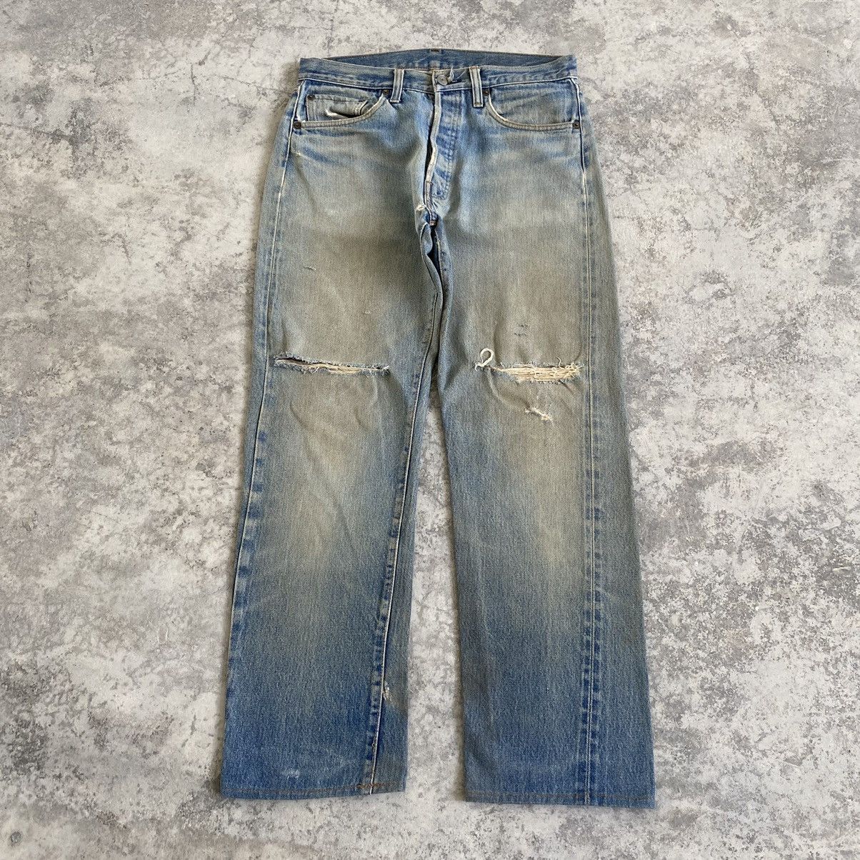 Levi's Vintage 70’s 80's Levi's 501 Ripped Selvedge Denim Jeans Size US 31 - 3 Thumbnail